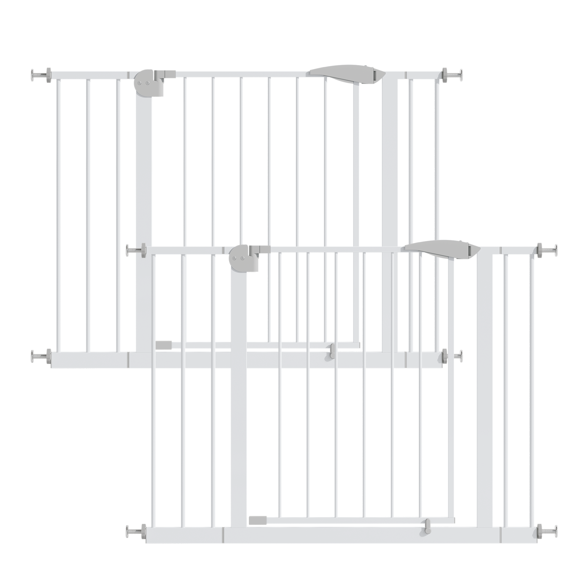 2 Pack 29.5-44.1" Wide Baby Gate for Stairs, Dog Gate Indoor for Doorways, No Drilling Pressure Mounted Pet Gates for Kids, Easy Walk Through Safety Gate, White