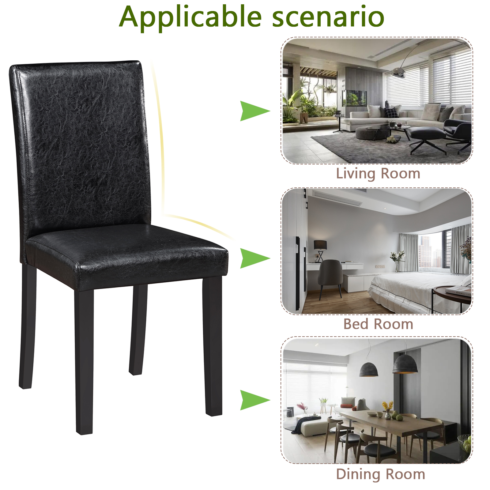Dining Chairs set for 4, Kitchen Chair with Padded Seat, Side Chair for Dining Room, Black 4