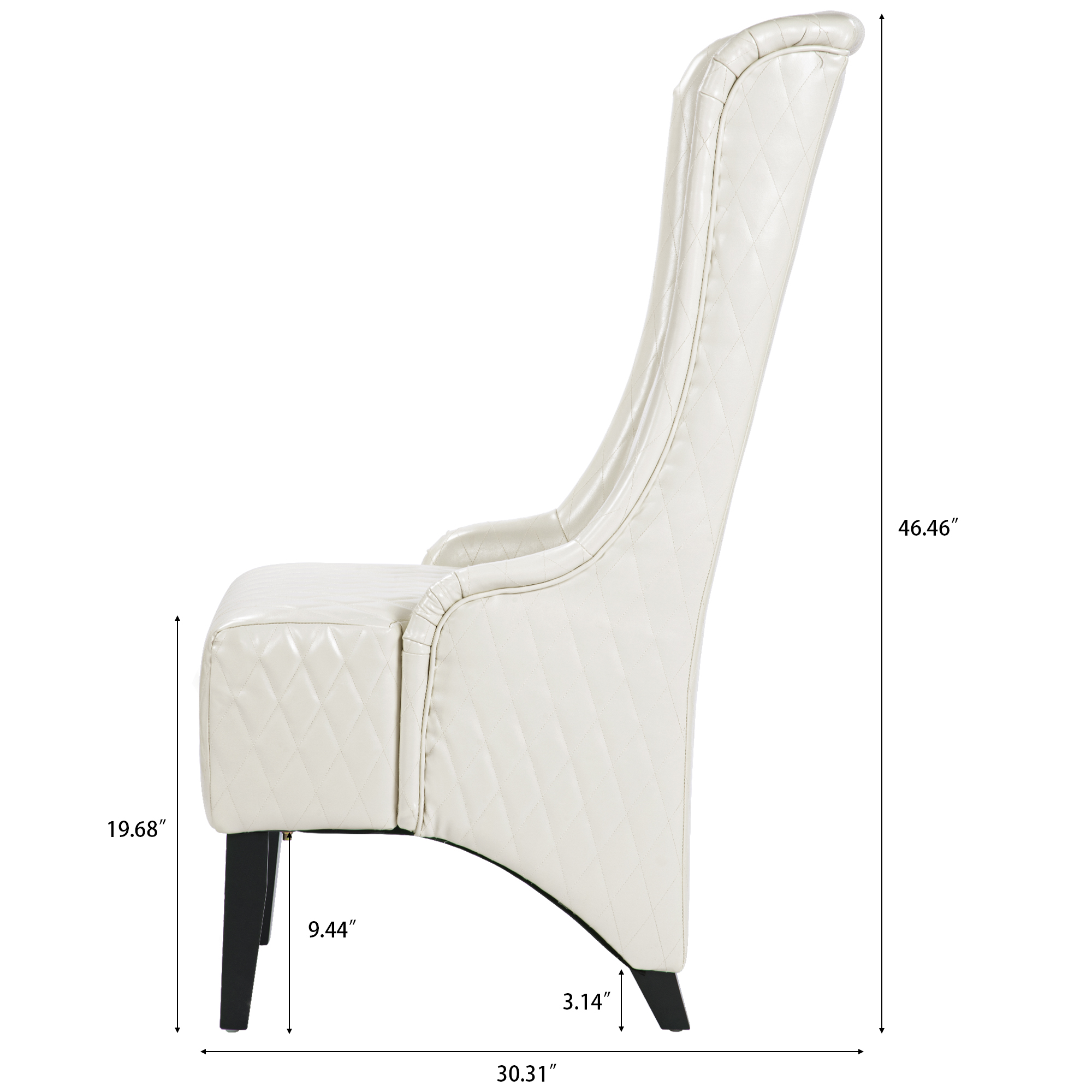 23.03" Wide Faux Leather High-Back Accent Chair, Comfy High Wingback Chair, Living Room Chair with Soft Padded & Wooden Legs, Modern Side Chair for Living Room, Bedroom, white — foto 5