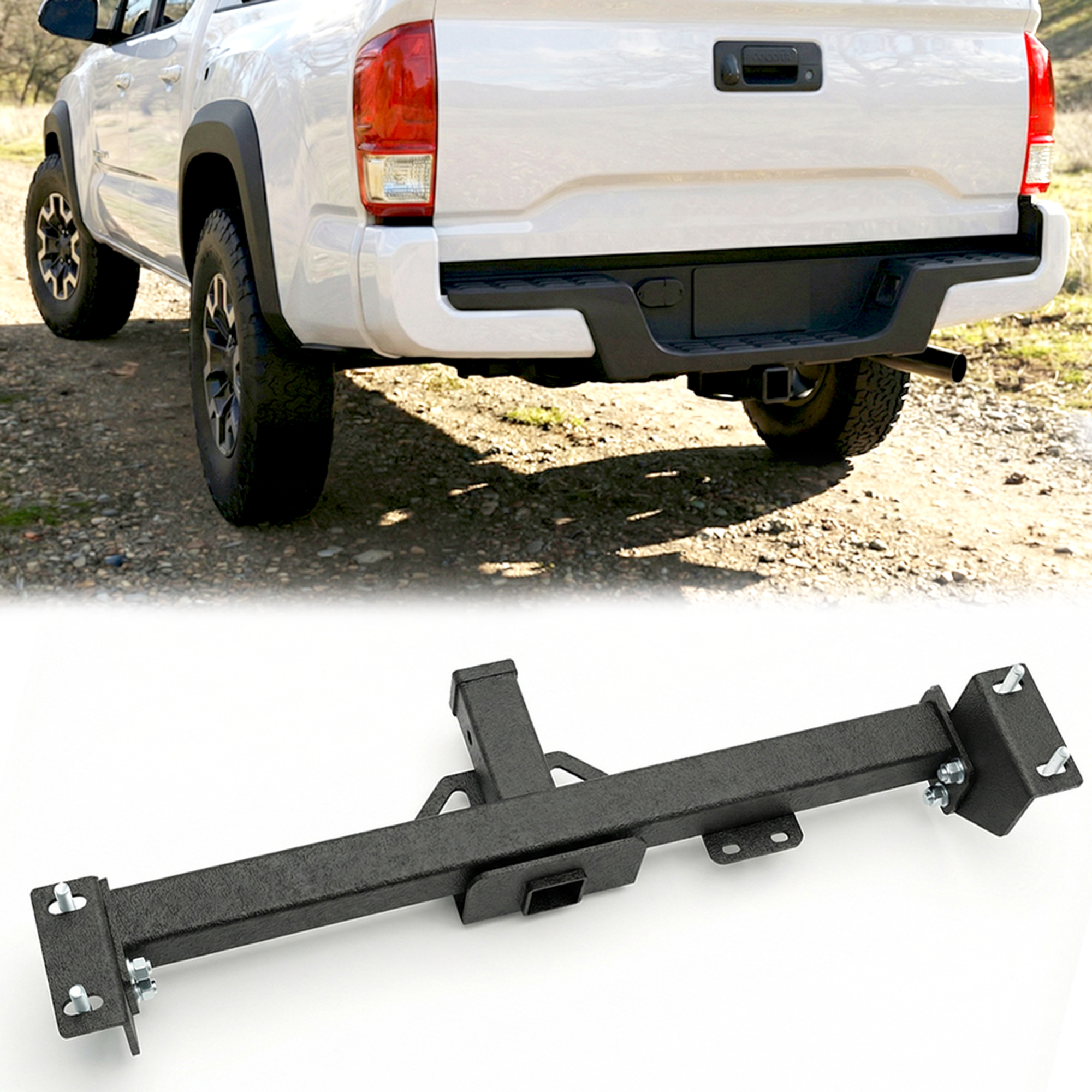 Black Steel Trailer Hitch 2 Hitch Receiver Compatible With 2016 - 2023 Toyota Tacoma (Not Applicable for SR Models)