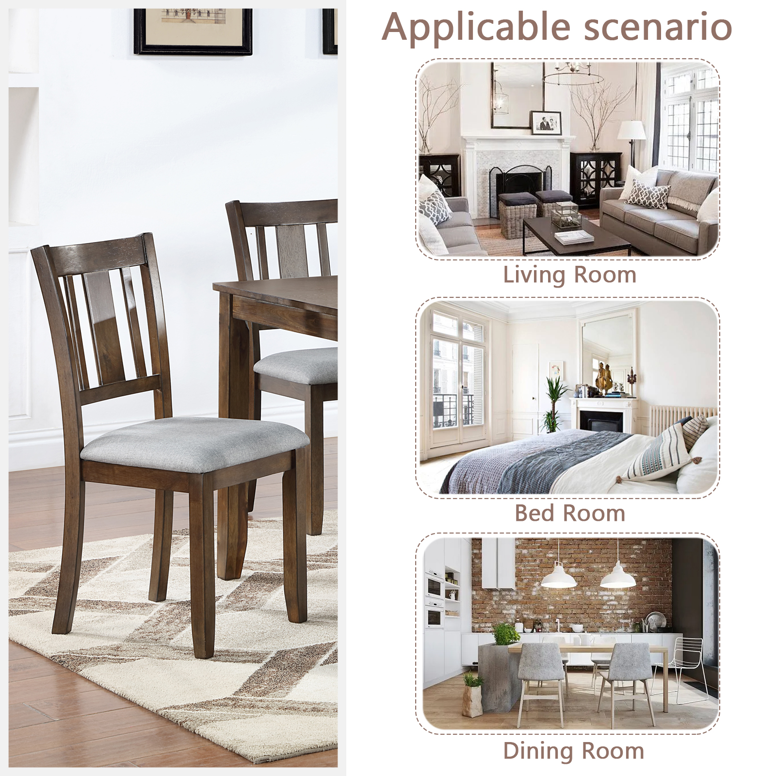Wooden Dining Chairs Set of 4, picture 3 of 5