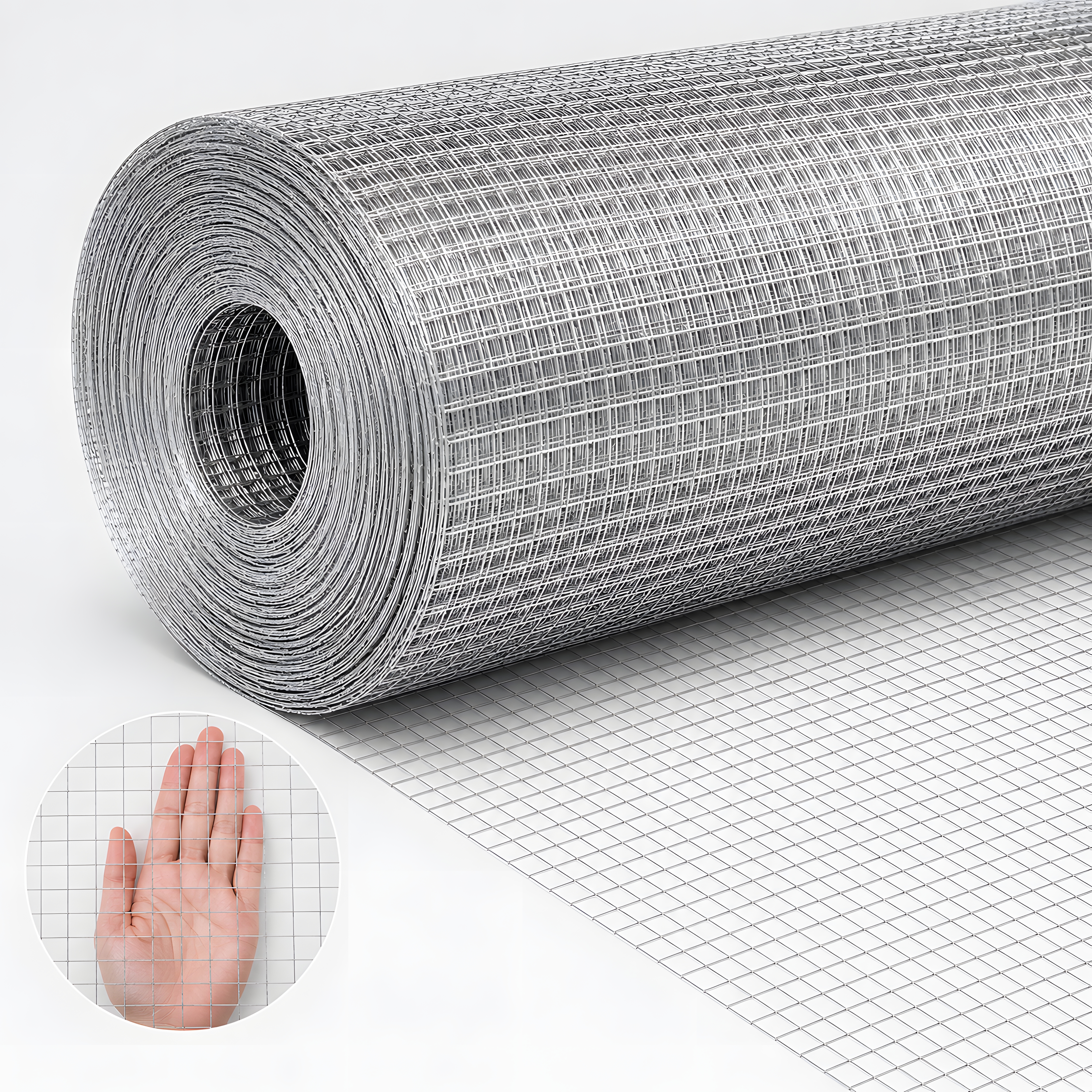 48in x 50ft white metal mesh, 1/2-inch welded chicken wire roll, garden plant fencing, suitable for chicken coops and home renovation