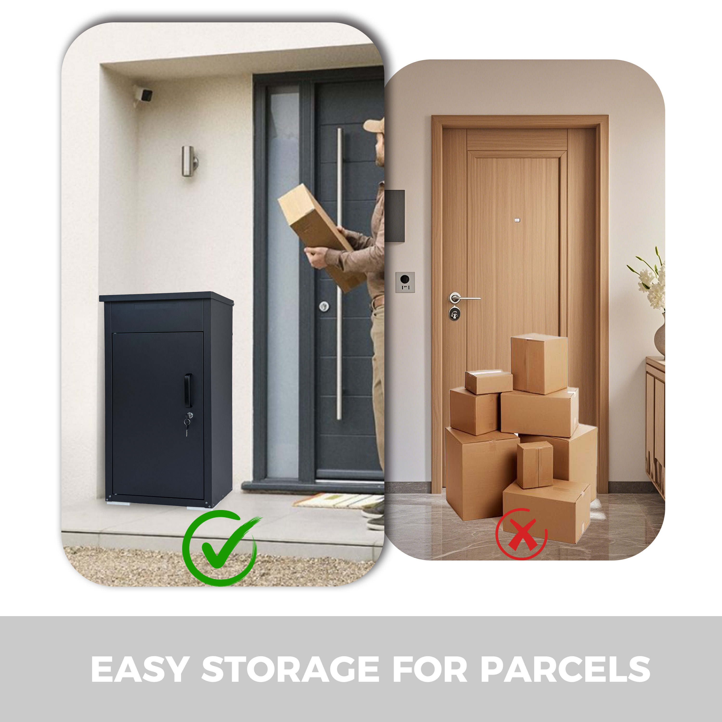 Package Delivery Box for Outside,  Cold-Rolled Steel Delivery Box for Packages & Mails, Anti-Theft Lockable Large Mailbox for Porch, House, Curbside, Black — foto 18
