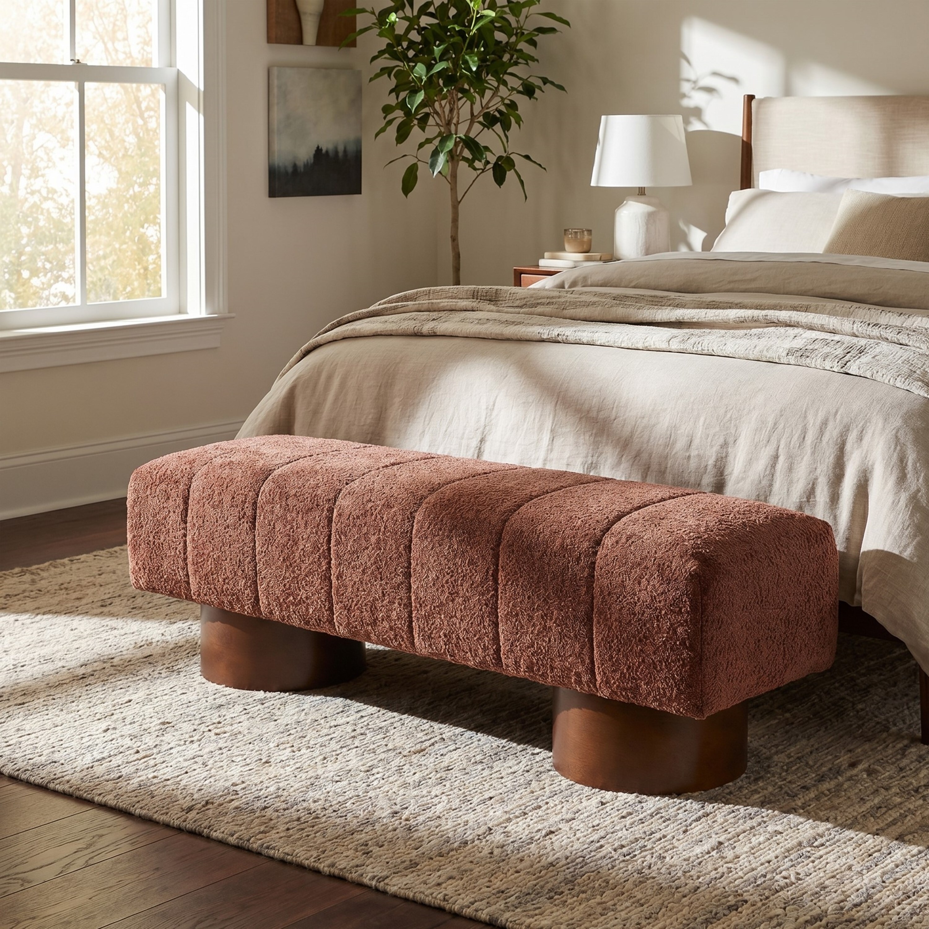 Boucle Upholstered Dining Bench, picture 5 of 5