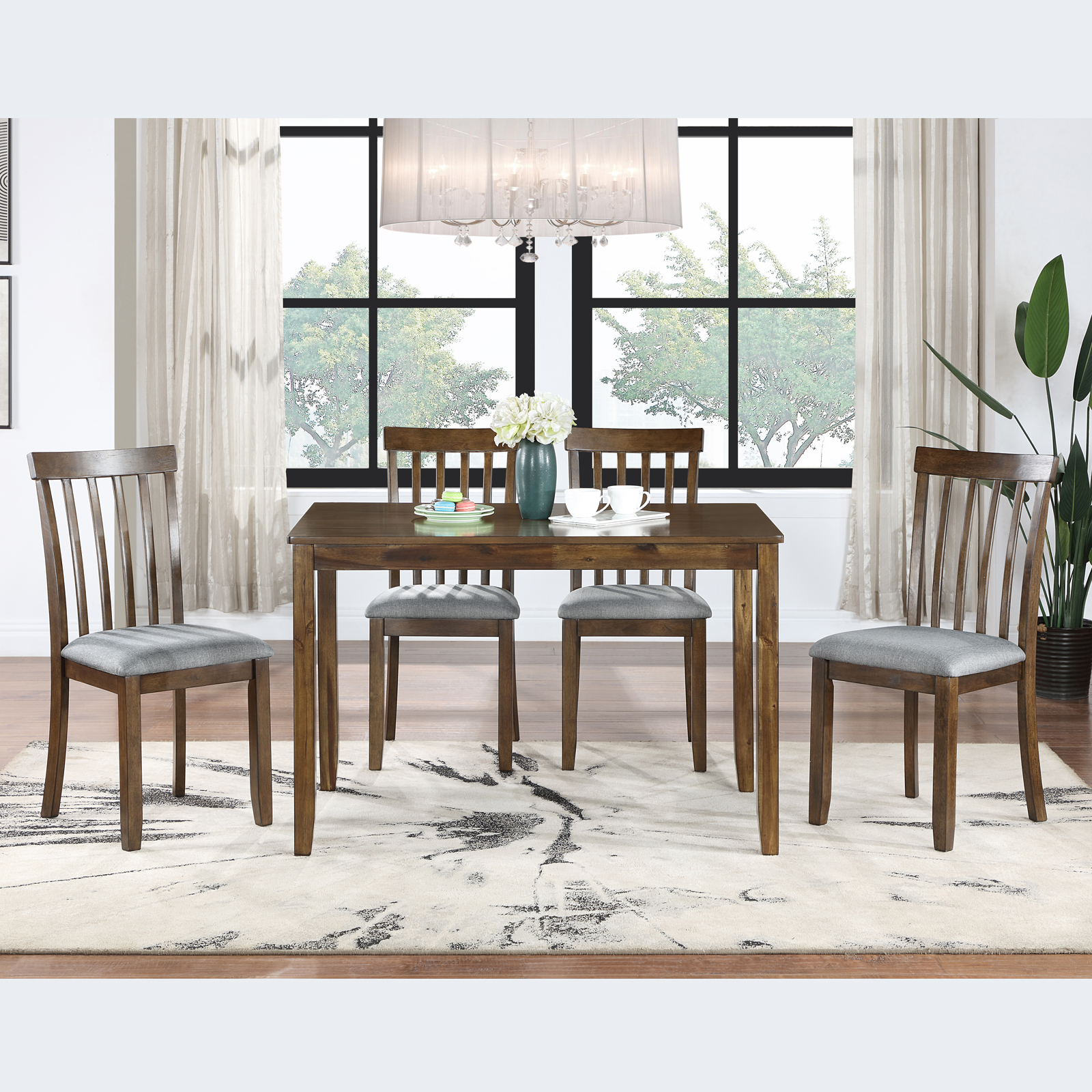 Wooden Dining Rectangular Table, Kitchen Table for Small Space, 4 Person Dining Table, Walnut ONLY THE TABLE 4