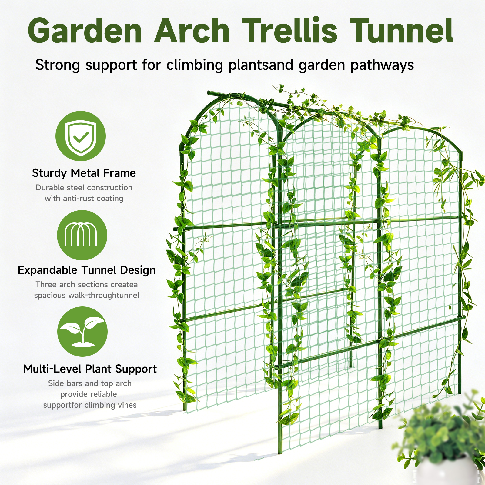 Heavy Duty 20mm Large Diameter Metal Cucumber & Loofah Trellis, U-Shape Garden Arch for Raised Bed, Climbing Vegetable Plant Support — foto 8
