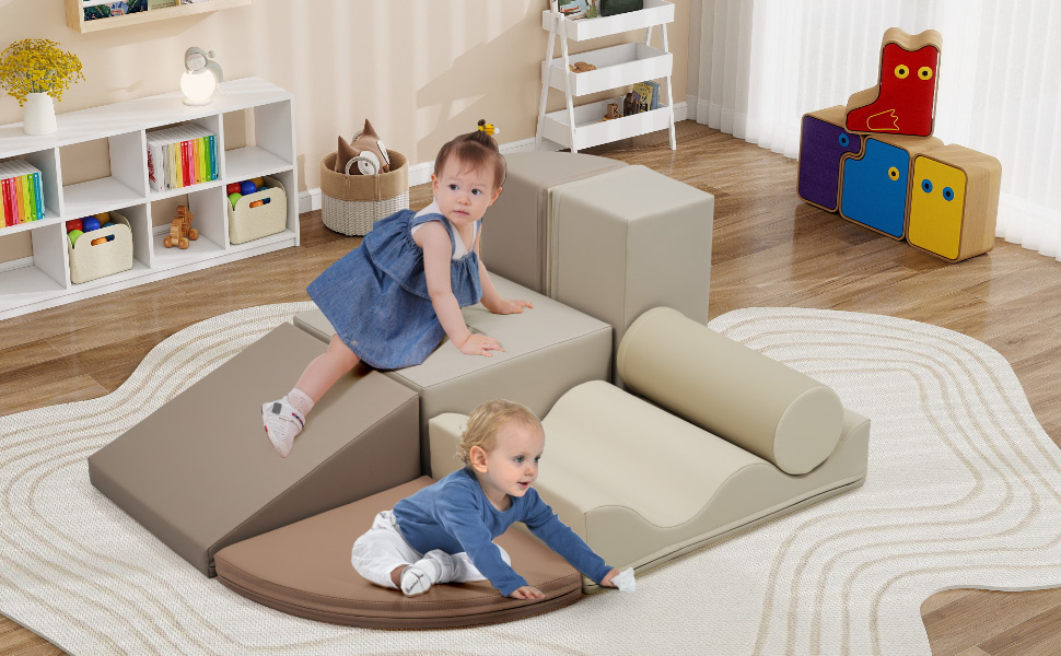 7-Piece Indoor Climbing Foam for Kids, Soft PU Toddler Climbing Toys, Indoor Climb and Crawl Activity Play Set — foto 8