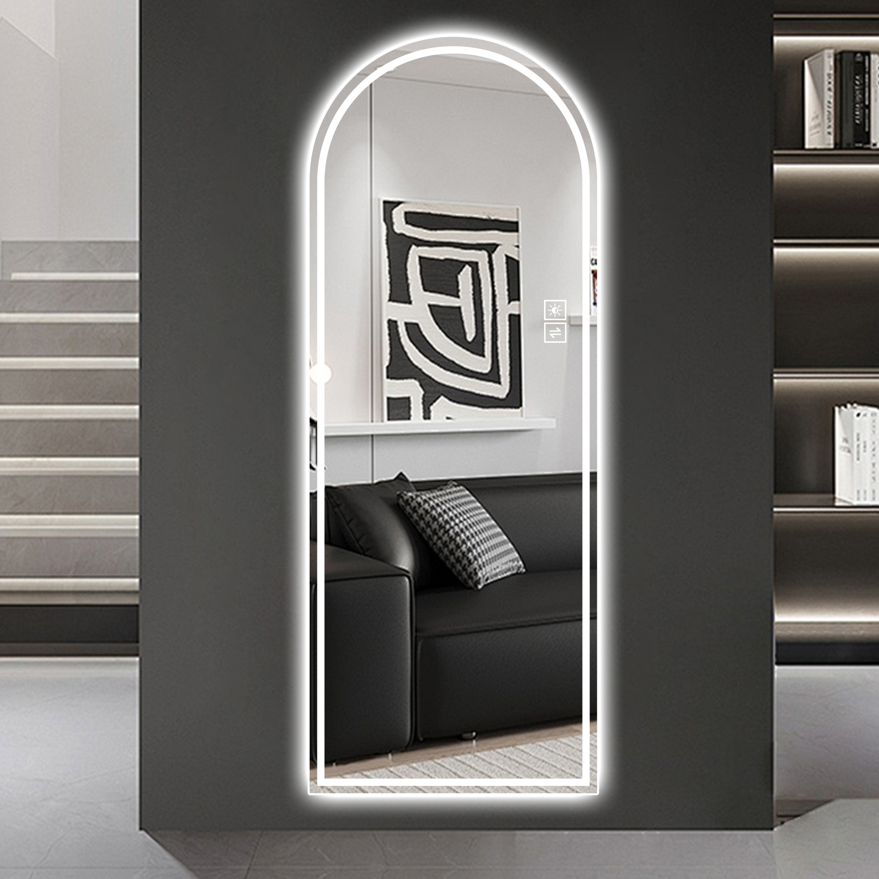 65" x 21" Arch LED Bathroom Mirror - Dimmable Wall Mount Vanity Mirror with Anti-Fog, Shatterproof Glass, Tri-Color Lighting for Makeup Studio & Home Gym