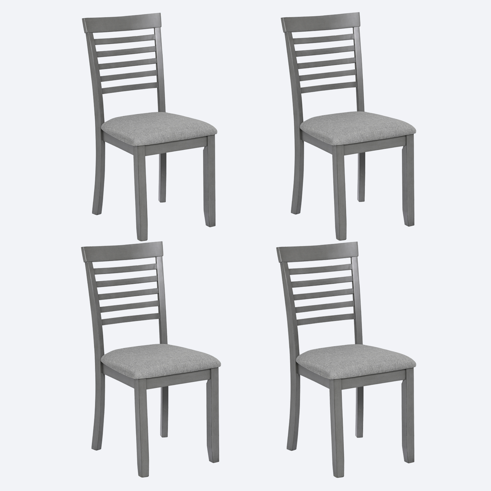 Dining Chairs Only, Wooden Dining Chairs Set of 4, Kitchen Chair with Padded Seat, Upholstered Side Chair for Dining Room, Living Room, Gray 5