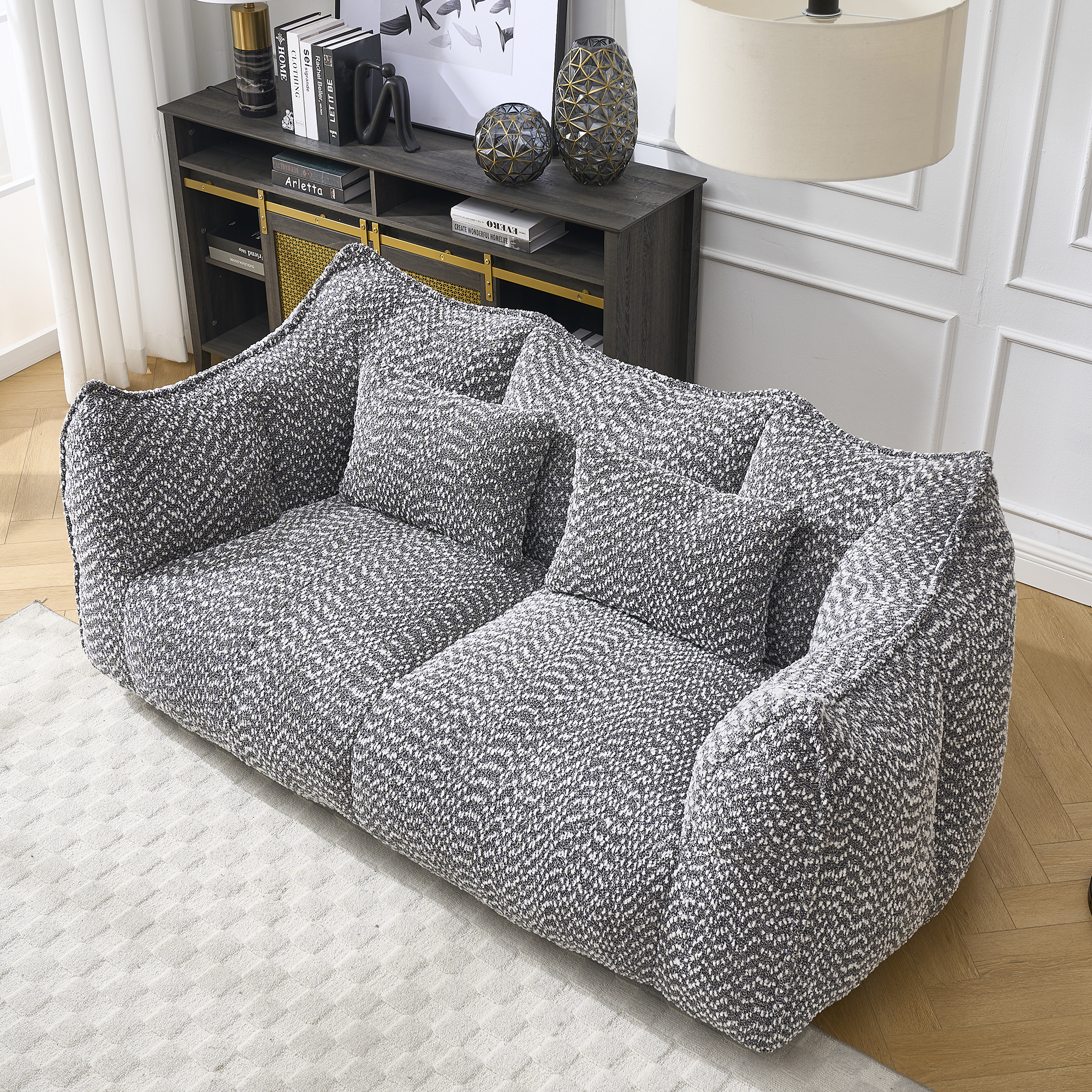 Soft beanbag chair with high resilience foam core for two people. The comfortable square recliner sofa is ideal for family members and friends engaged in games, reading, watching TV — foto 8