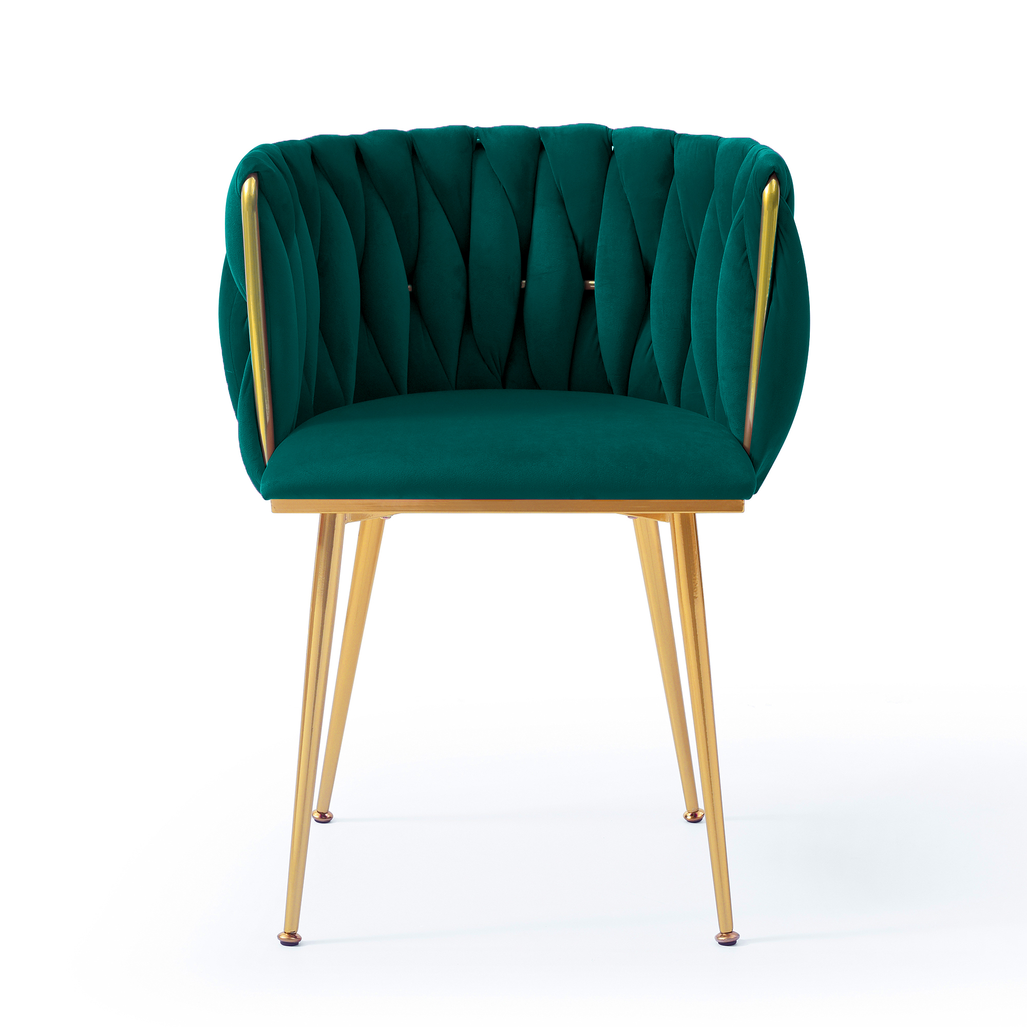 Modern Velvet Dining Chairs Set of 2, Upholstered Woven Dining Chair with Golden Metal Legs, Upholstered Dining Chairs for Dining Room, Kitchen, Vanity, Living Room — foto 5