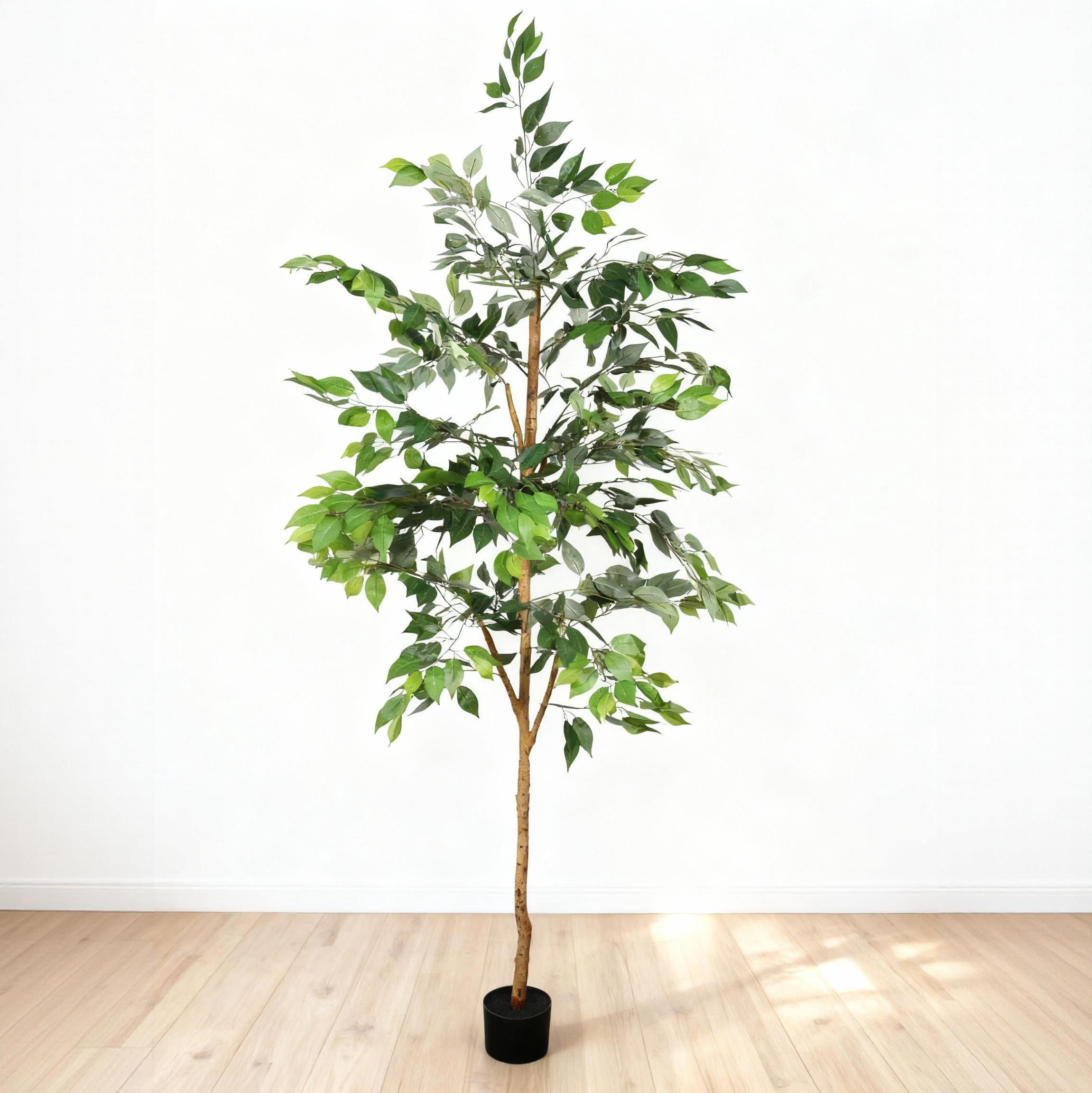 6FT Artificial Ficus Tree with Natural Trunk in Black Plastic Pot for Indoor Home Office Decor, 1pc/set — foto 3
