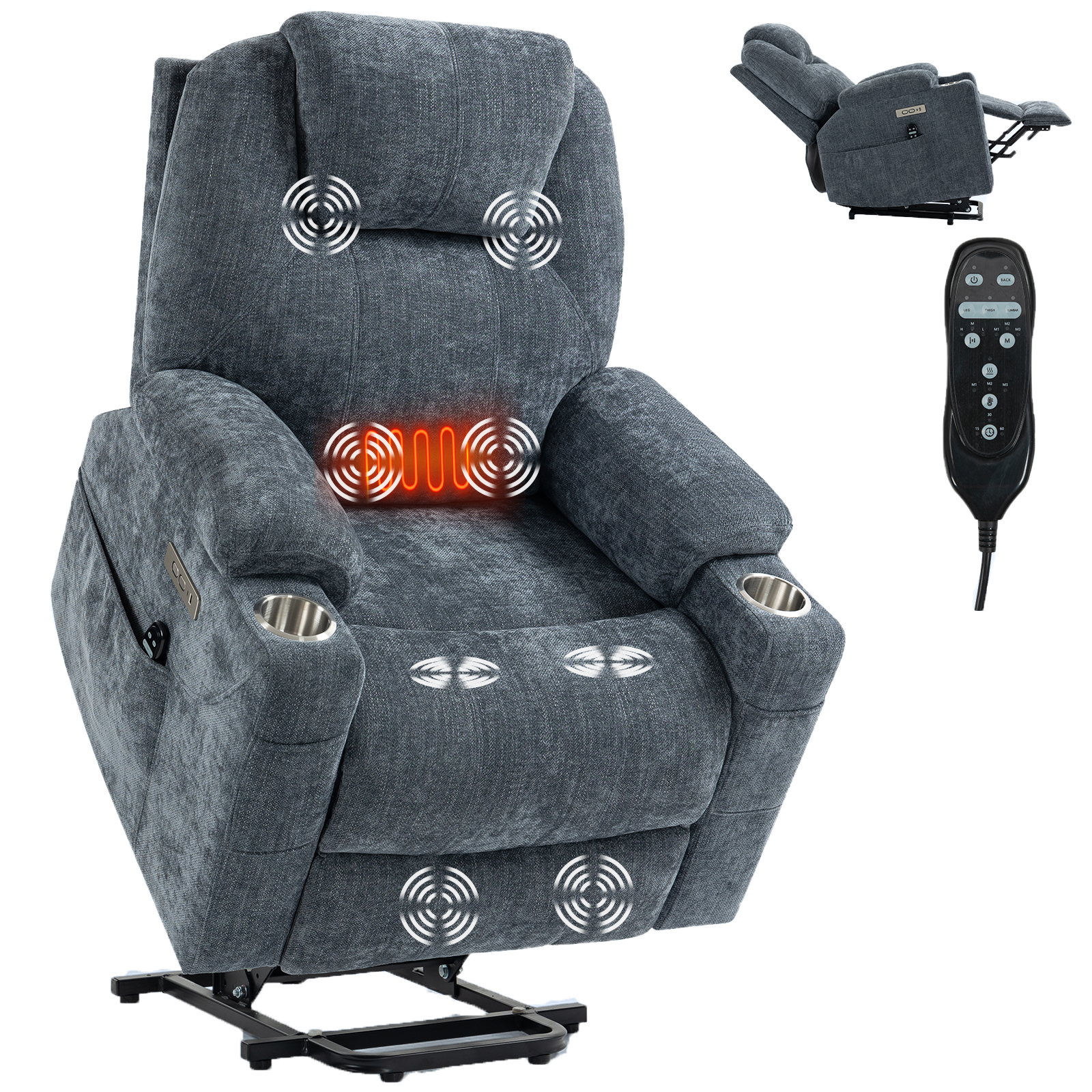 Chenille Power Lift Recliner Chair, picture 2 of 5