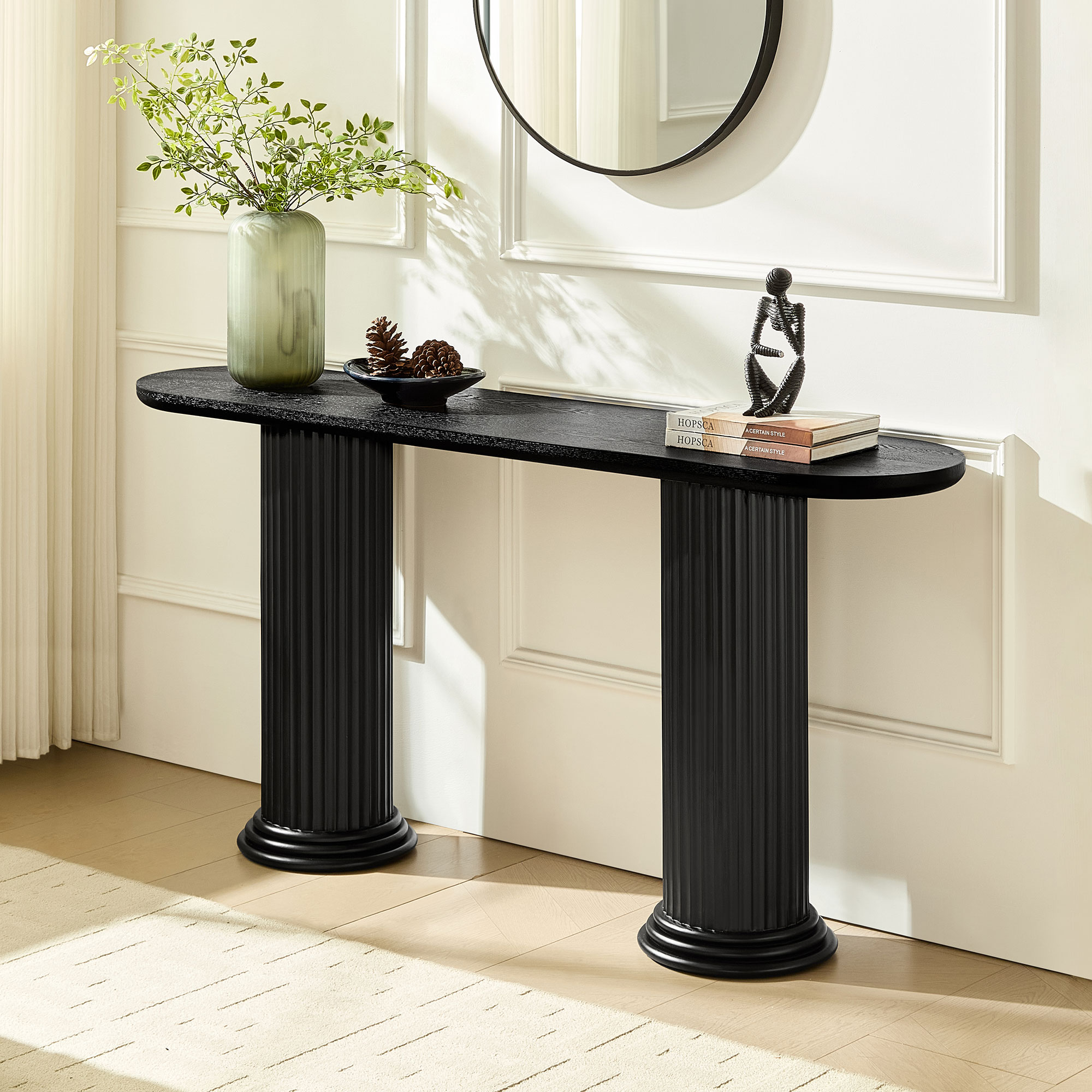 62.99 inch Modern Design Console Table with Roman-style Legs,MDF Entryway Table with Wood Venner for Living Room,Hallway — foto 6