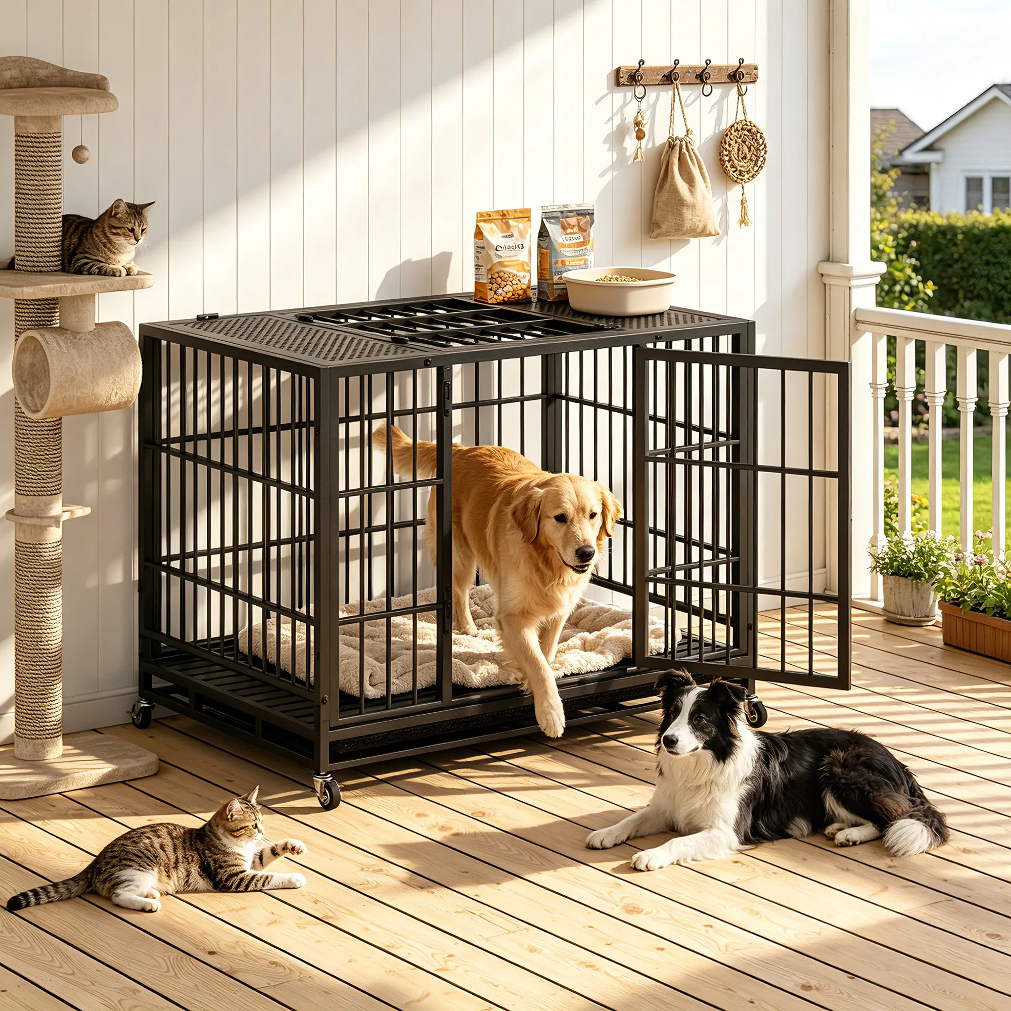 Heavy Duty Dog Crate, Mobile Pet Kennel