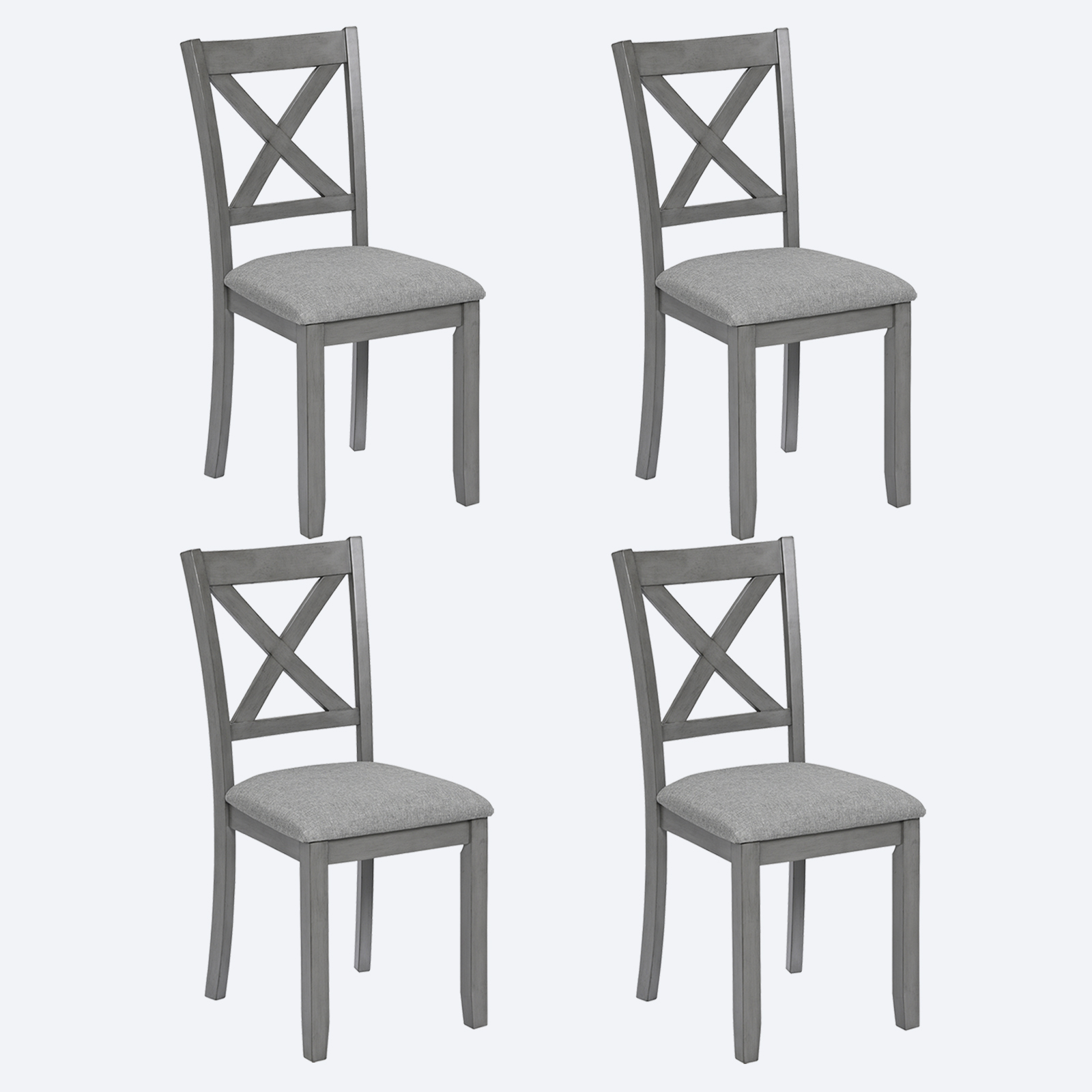 Dining Chairs Only, Wooden Dining Chairs Set of 4, Kitchen Chair with Padded Seat, Upholstered Side Chair for Dining Room, Living Room, Gray 8