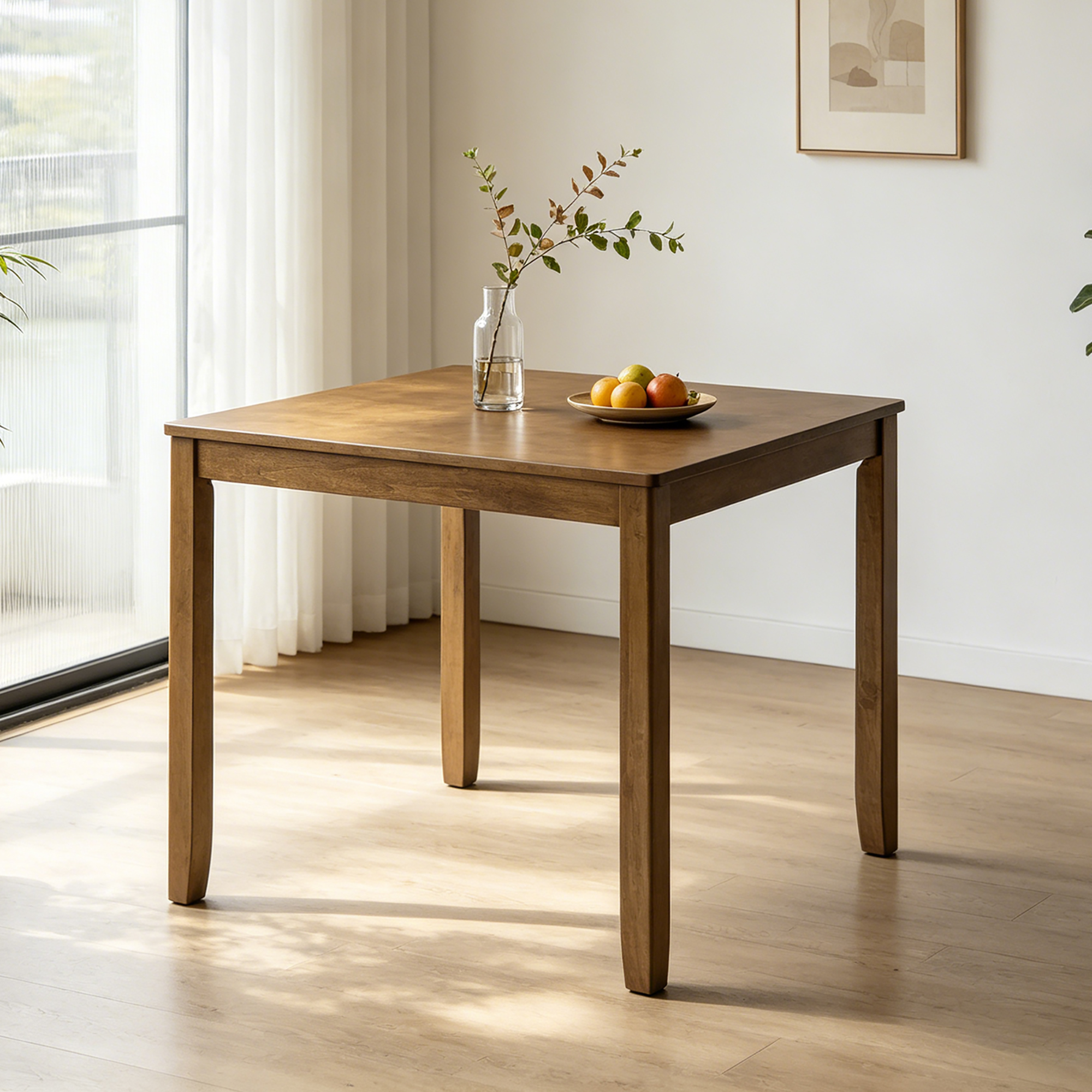 Wooden Dining Square Table, Kitchen Table for Small Space, 4 Person Dining Table, Oak ONLY THE TABLE 7