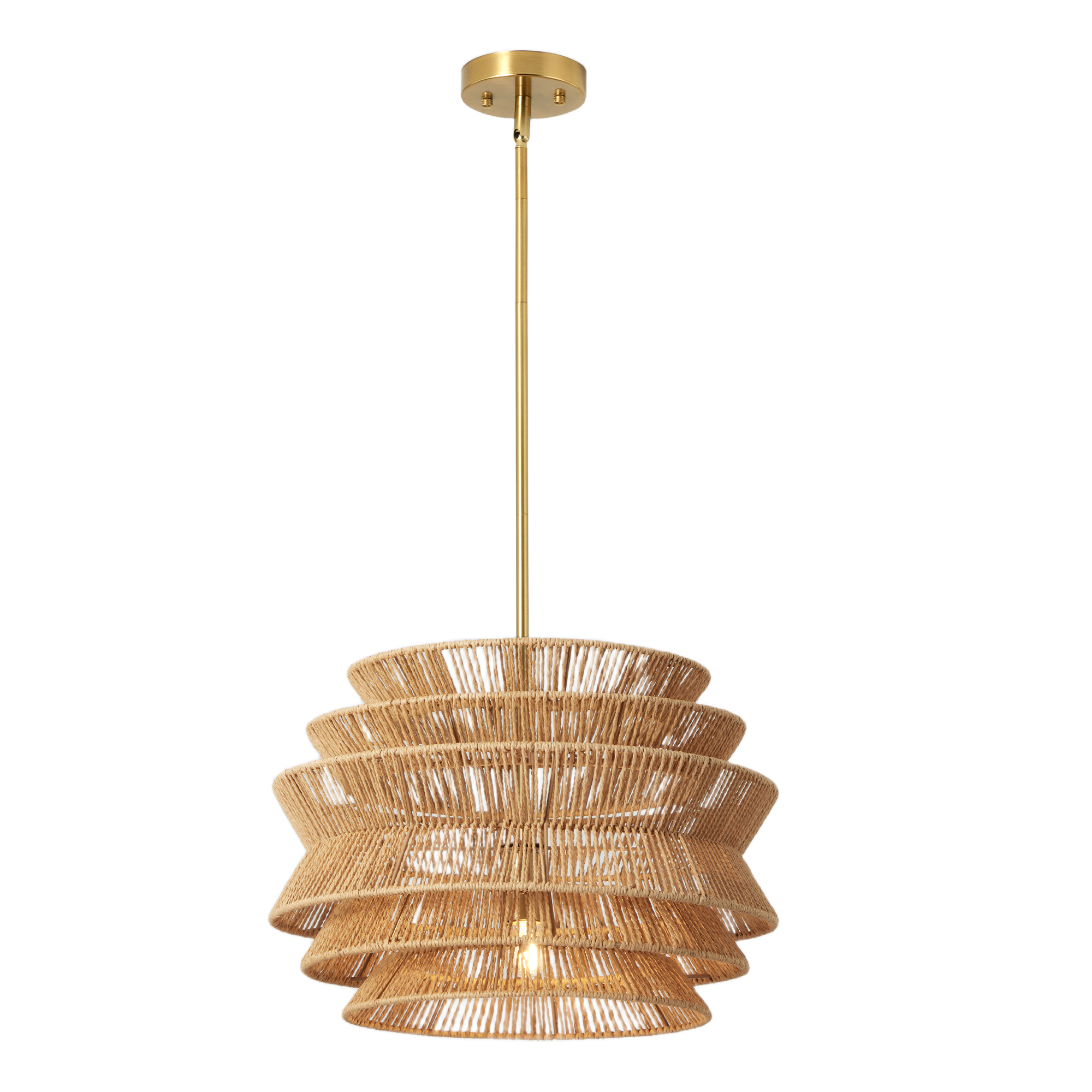 17.3" Rattan Pendant Light,Hand-Woven Rustic Wicker Hanging Light Seagrass Ceiling Chandelier,Water Plants Rattan Chandelier for Dining Living Bedroom Kitchen Farmhouse — foto 5