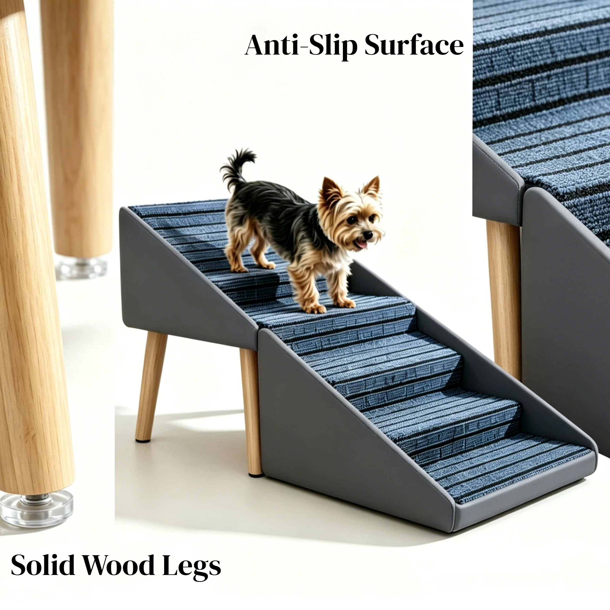 2-in-1 Dog Stairs for Bed and Couch 25.2" Foldable Dog ramp for Couch 6 Pet Steps  & Ottoman for Small and Large Dogs, Grey — foto 4
