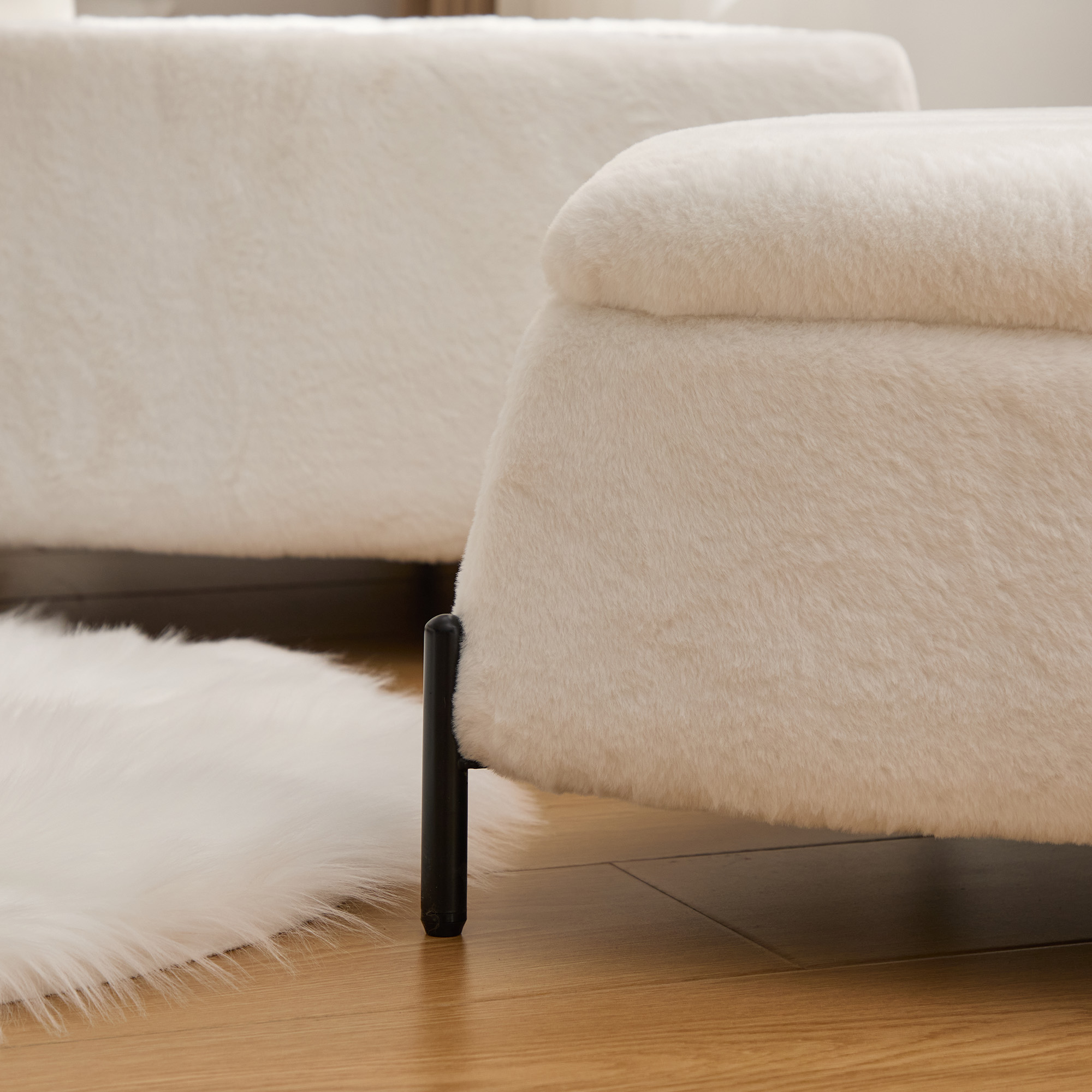Faux Fur Storage Ottoman Set, picture 3 of 4