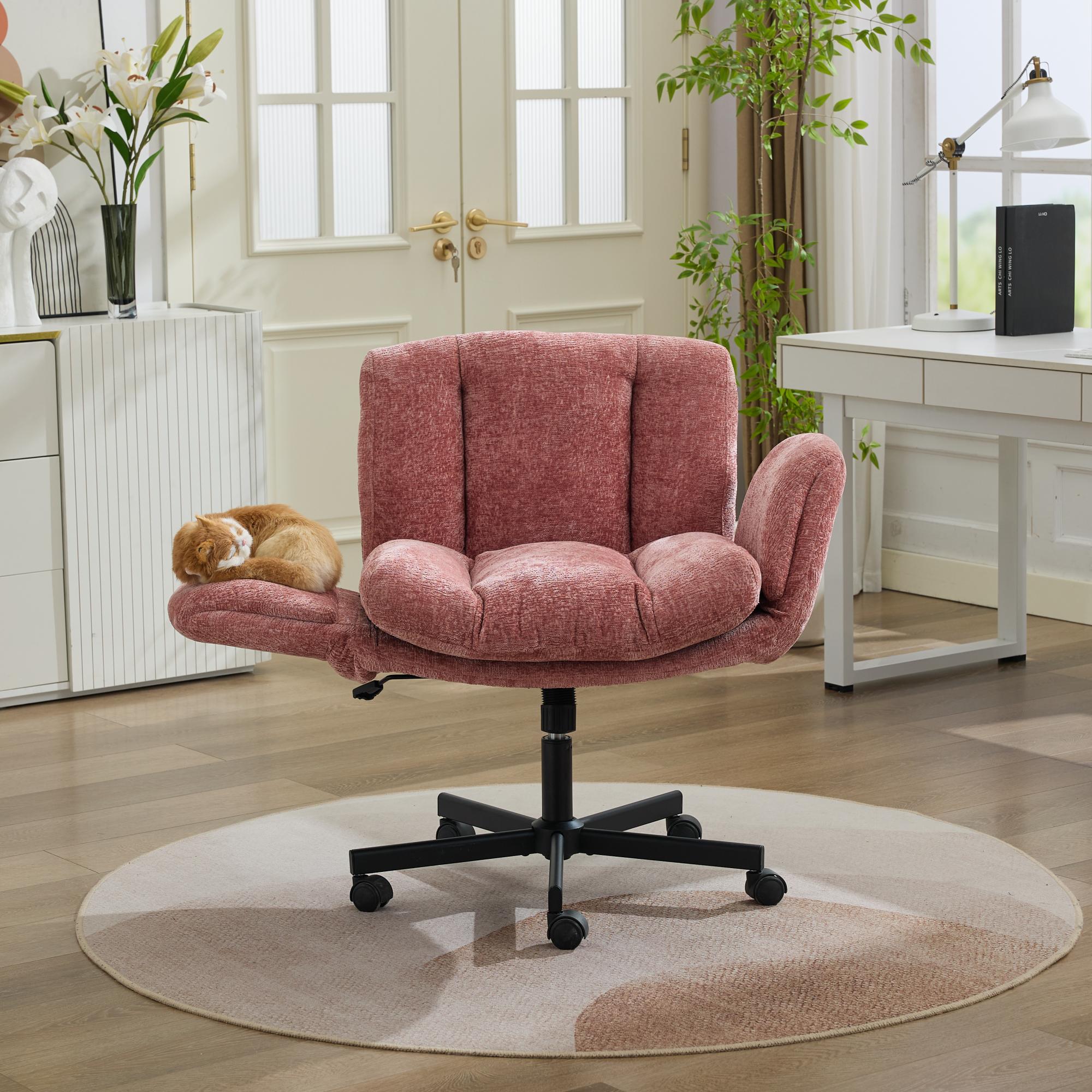 Modern Chenille Swivel Office Chair Height Adjustable