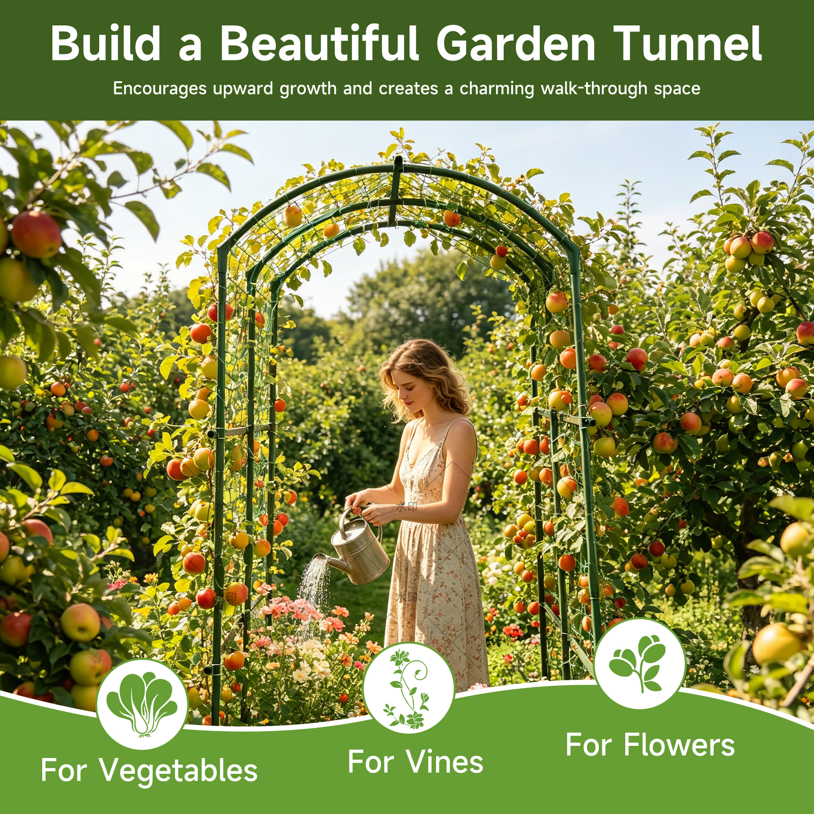 Heavy Duty 20mm Large Diameter Metal Cucumber & Loofah Trellis, U-Shape Garden Arch for Raised Bed, Climbing Vegetable Plant Support — foto 5