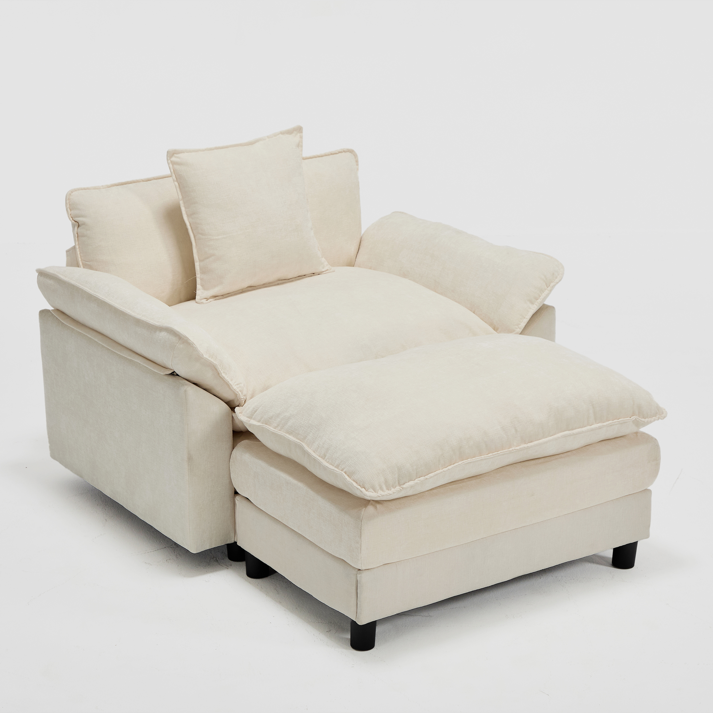 Chenille Accent Chair with Ottoman