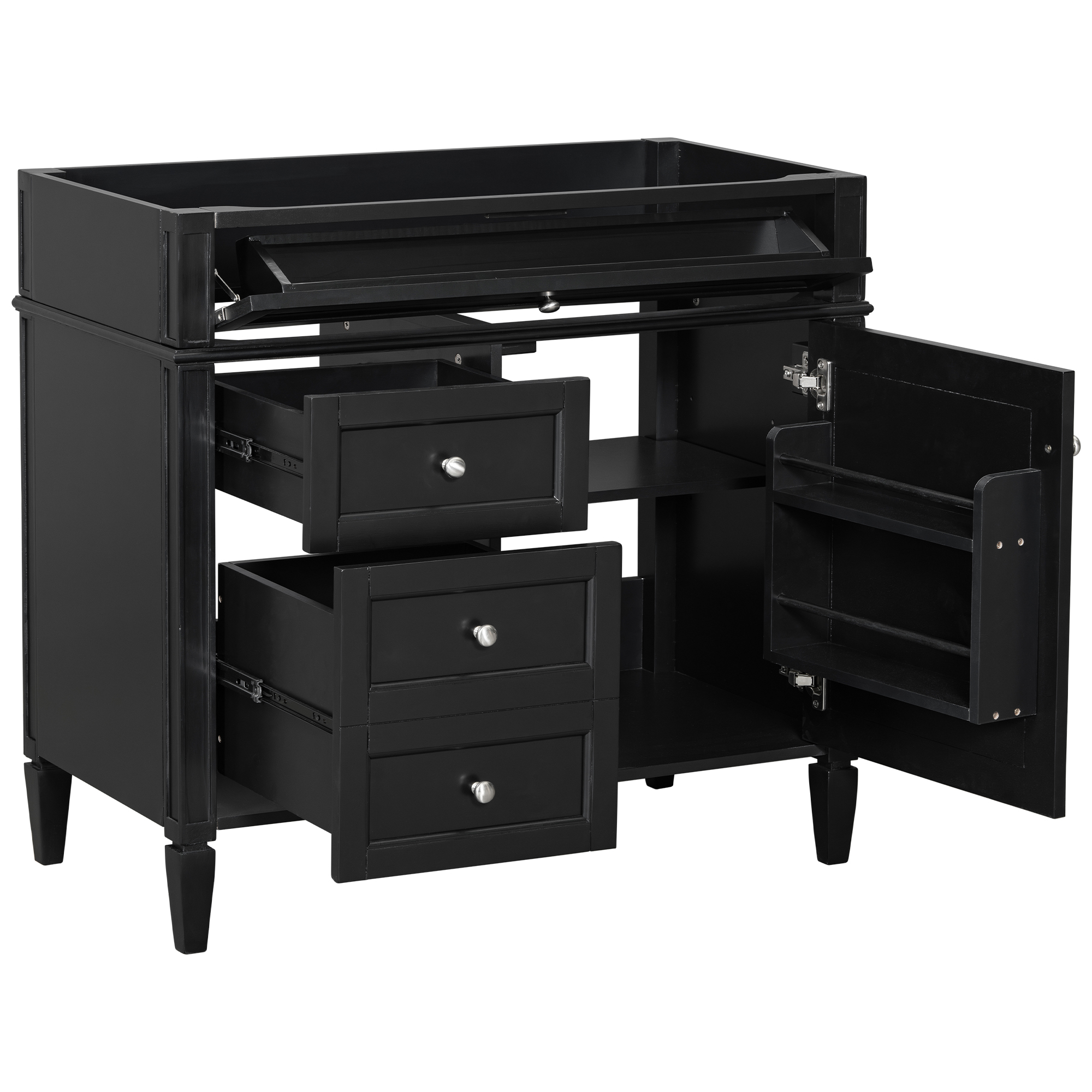36'' Bathroom Vanity without Top Sink, Modern Bathroom Storage Cabinet with 2 Drawers and a Tip-out Drawer, Solid Wood Frame (NOT INCLUDE BASIN SINK; REPLACE N710P177300B)