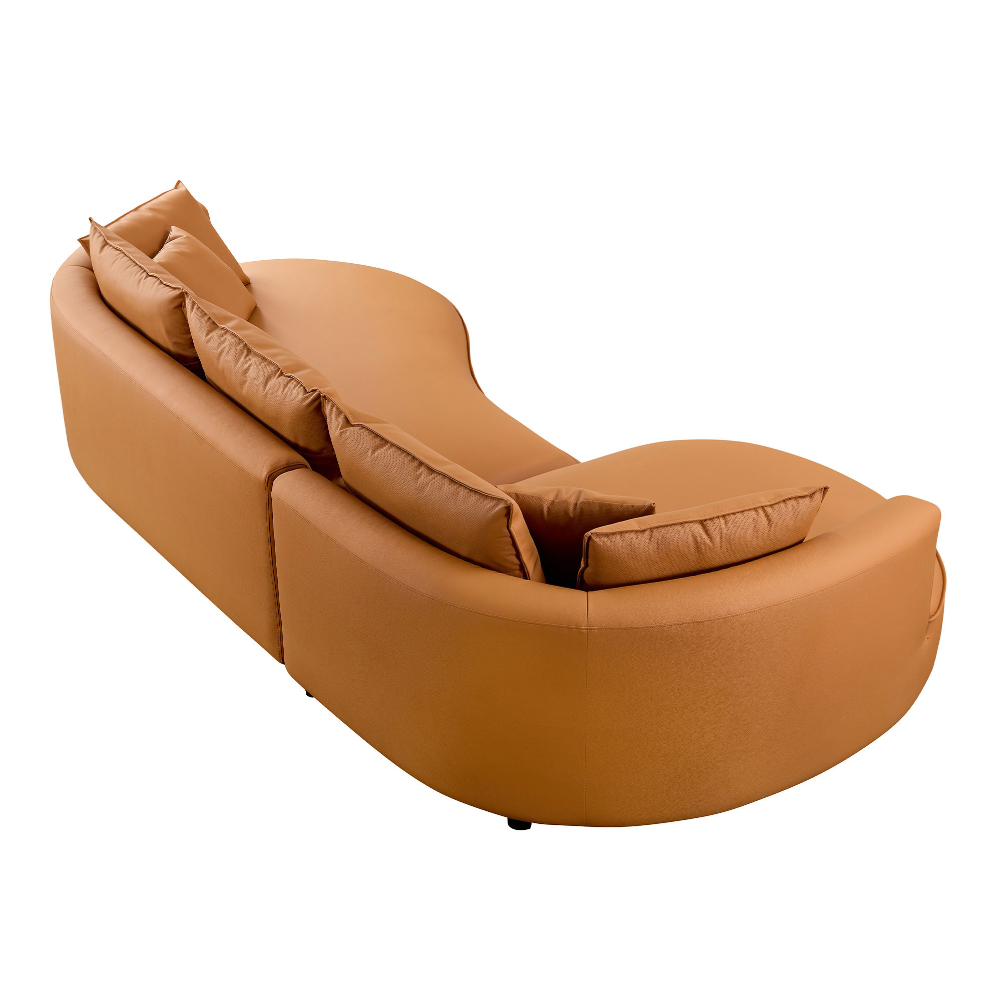 Modern Sectional curved Sofa Couch for Living Room,Upholstered 5-Seat Sofa Couch Eco-leather Couch Set for Apartment Office,Orange — foto 5