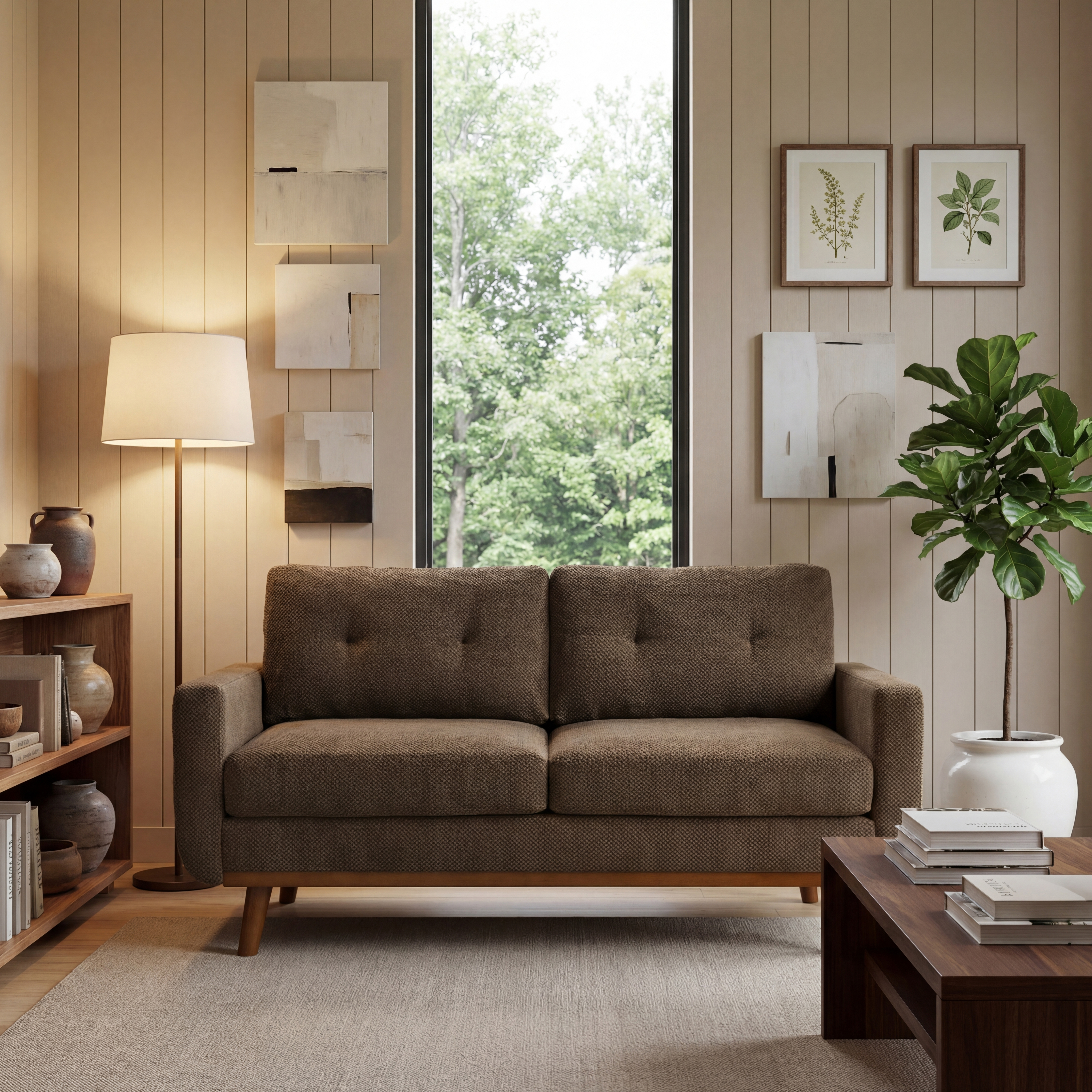 65-inch Modern Minimalist Two-Seater Sofa, featuring  nubby upholstery and solid wood legs — foto 4