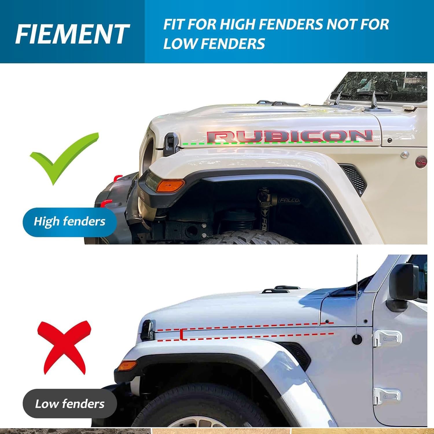 Fenders Front & Rear Fenders Compatible with 2018-2026 Jeep Wrangler JL and JLU Unlimited Rubicon, Off-Road Wheel Fender Liner Set 4 Pcs(Only Fit High Clearance Fender Flares,Not for 4XE) — foto 3