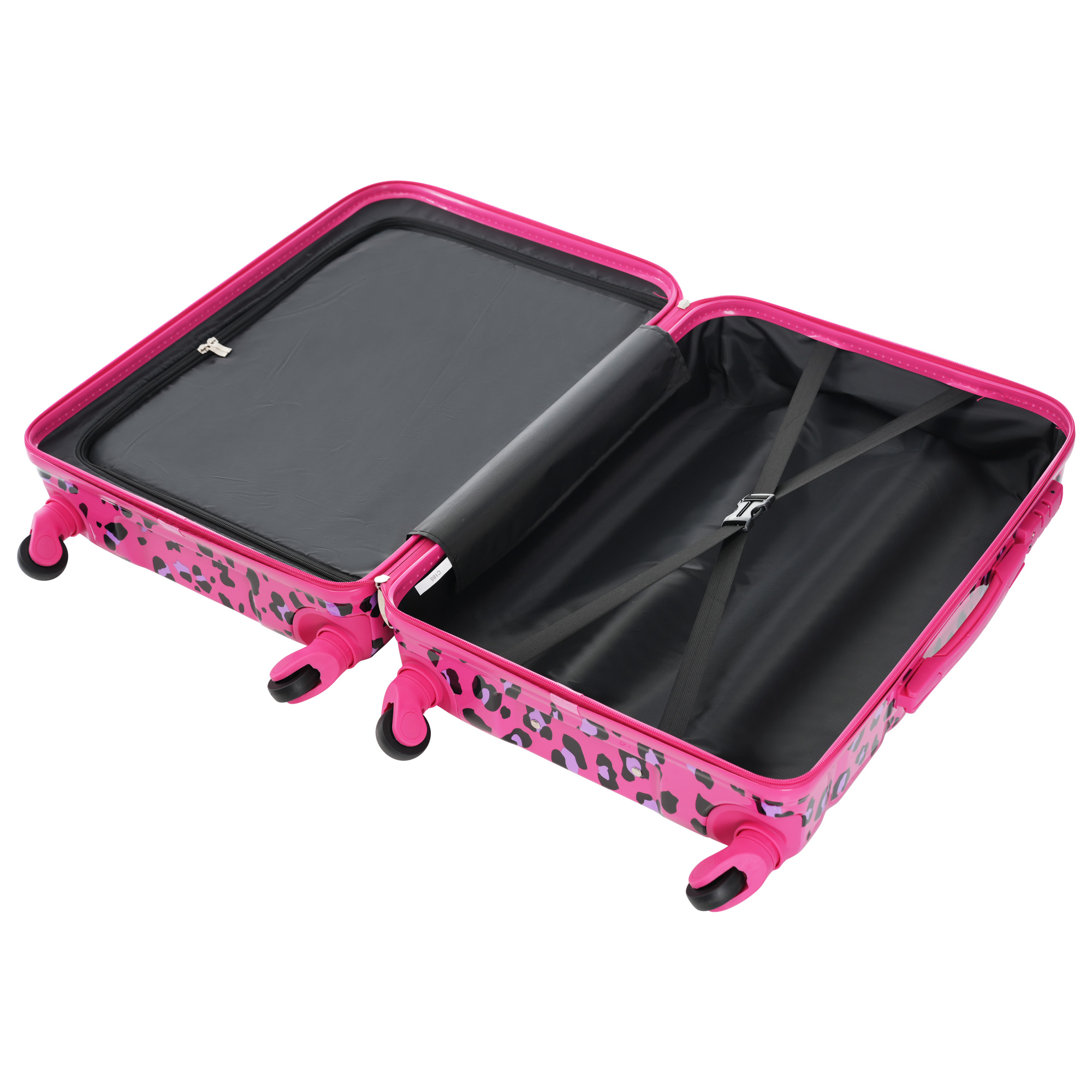 Luggage Set of 3, 20-inch with USB Port, Airline Certified Carry-on Luggage  , ABS+PC Hard Shell Luggage with Spinner Wheels,Fuchsia Leopard Print