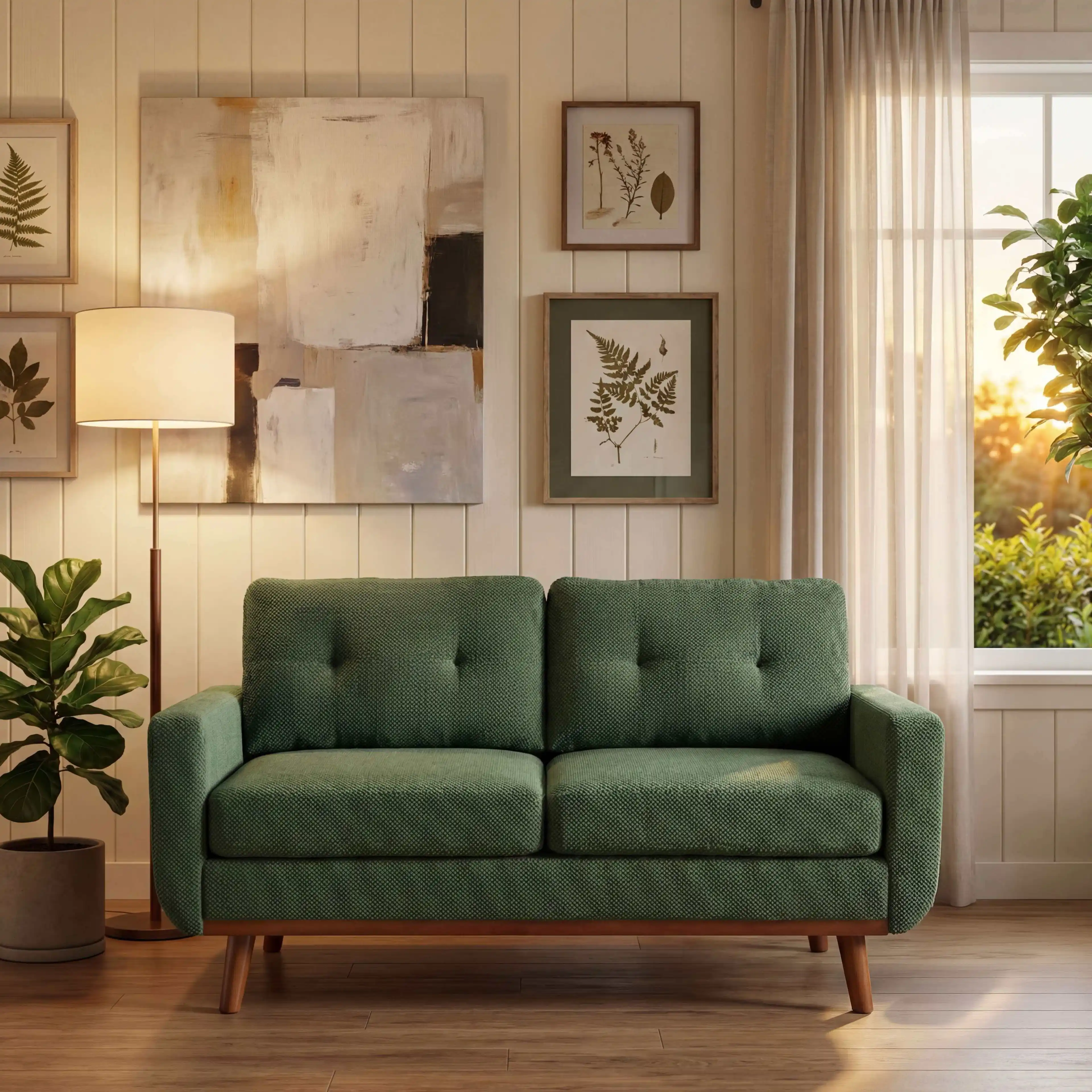 65-inch Modern Minimalist Two-Seater Sofa, featuring nubby