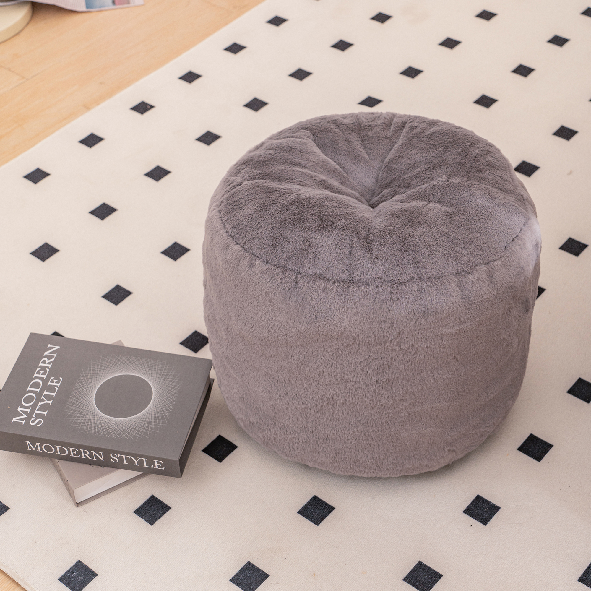 Giant Bean Bag Chair, Oversized Bean Bag Couch for Adults and Kids, Faux Fur Shell-Shaped Large Bean Bag Chair with Filler, Stuffed Big Accent Sofa Chair Floor Sofa for Gaming, Reading 6