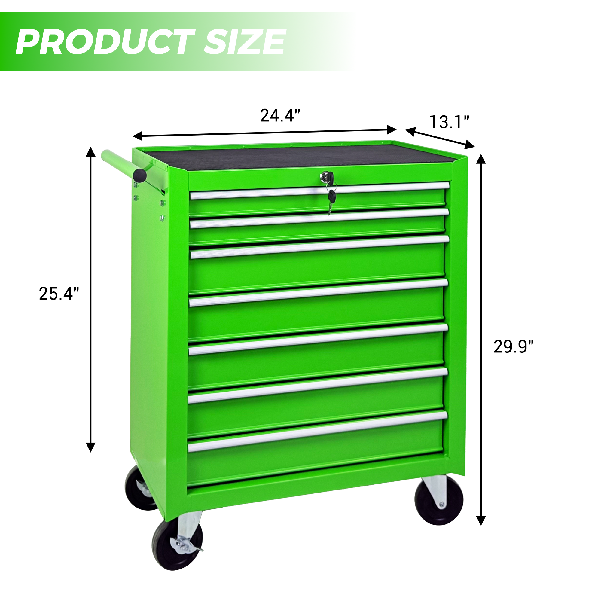 Rolling Tool Chest with 7-Drawer Tool Box with Wheels Multifunctional Tool Cart Mechanic Tool Storage Cabinet for Garage, Warehouse, Workshop, Repair Shop -GREEN — foto 3