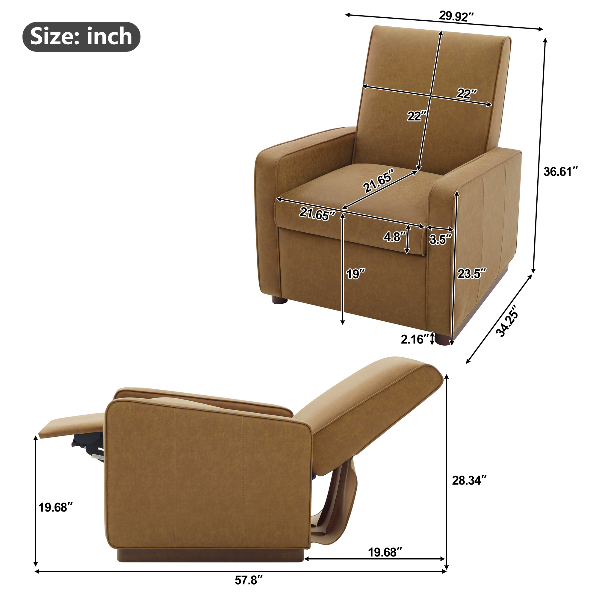 PU Manual Recliner Chair, picture 4 of 5