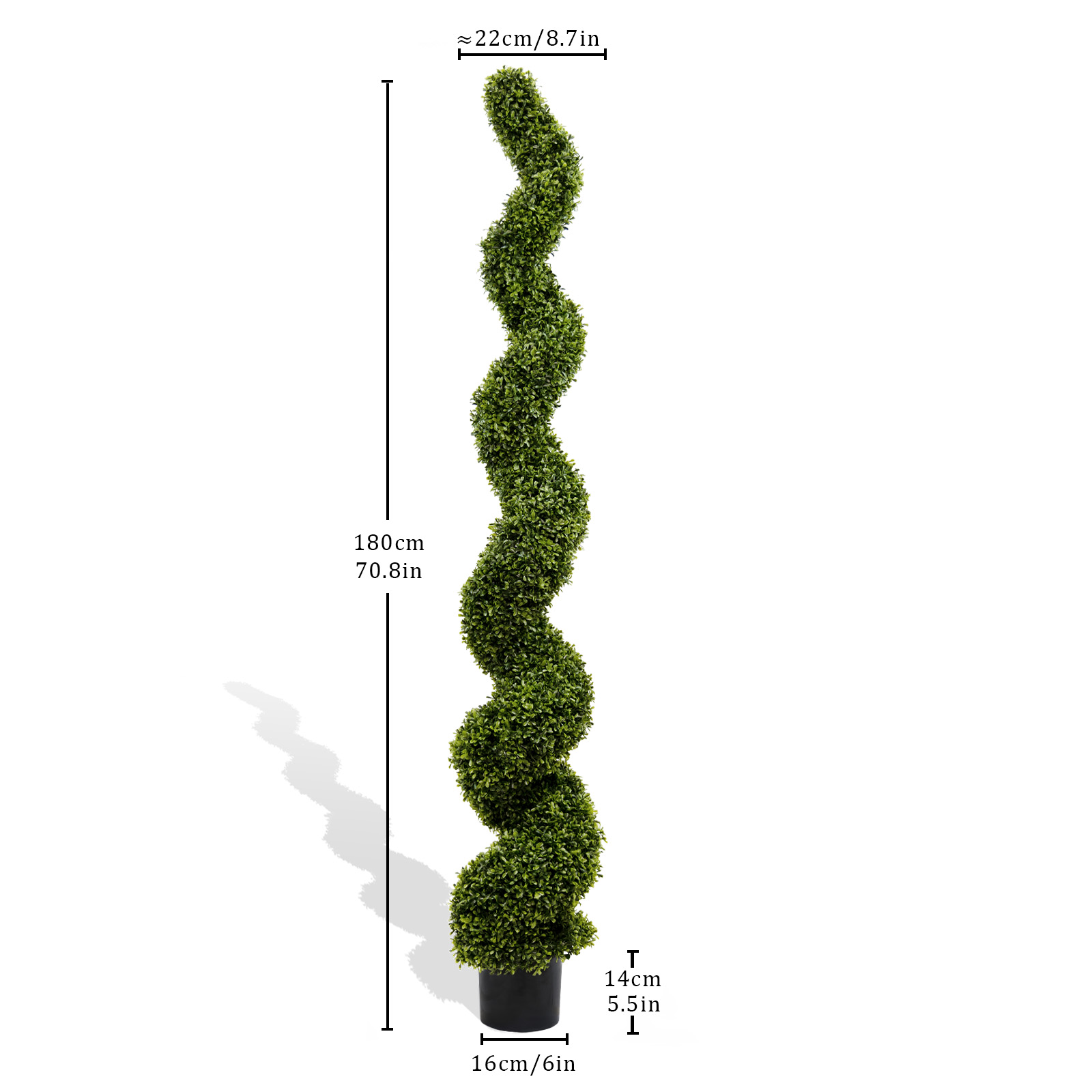6FT Spiral Topiary Trees Artificial Outdoor Faux Boxwood Plants Large Twisted Green Potted Trees for Garden Front Porch Patio Planter Decoration, 2pcs/set — foto 7
