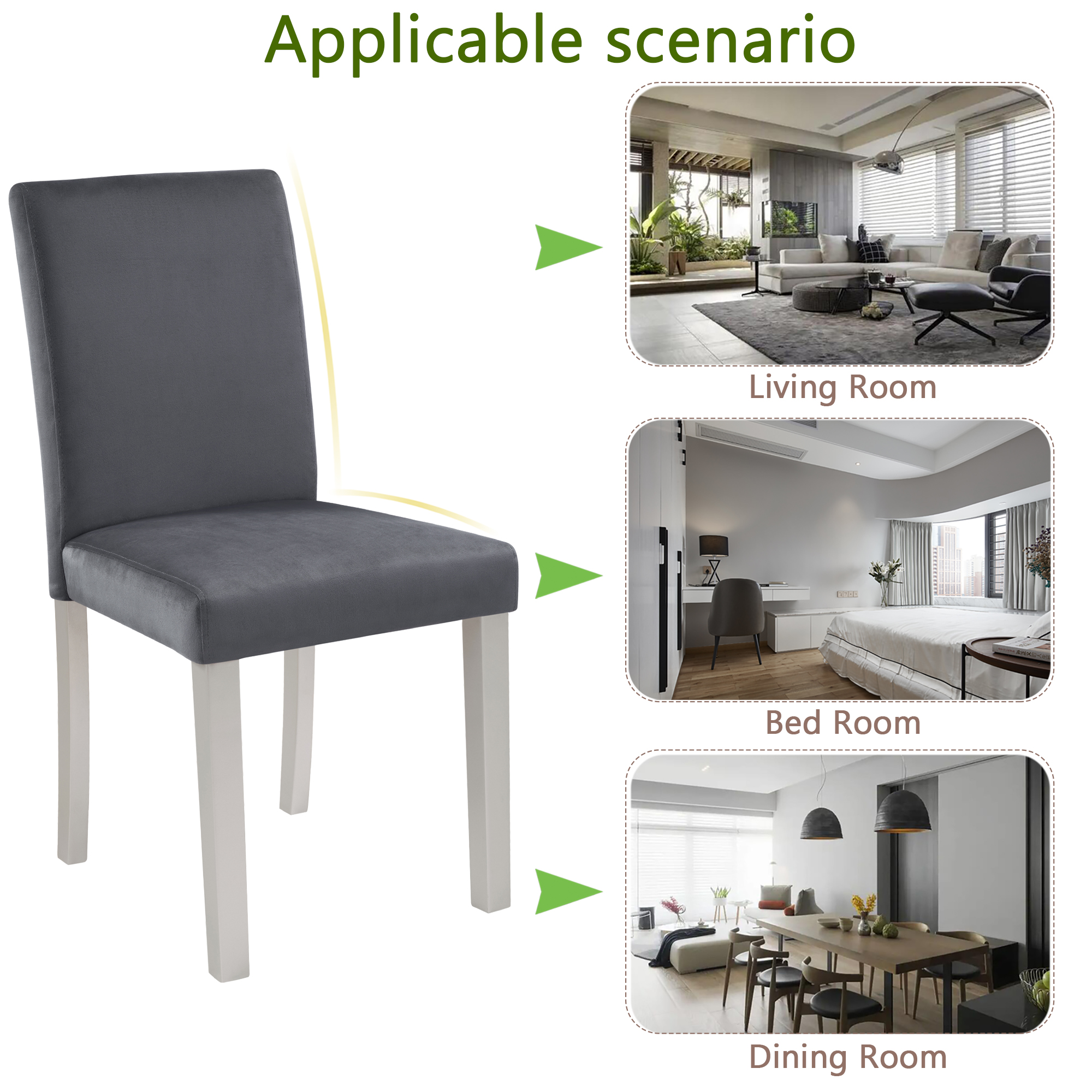 Dining Chairs set for 4,Kitchen Chair with Padded Seat, Side Chair for Dining Room, Silver grey 6