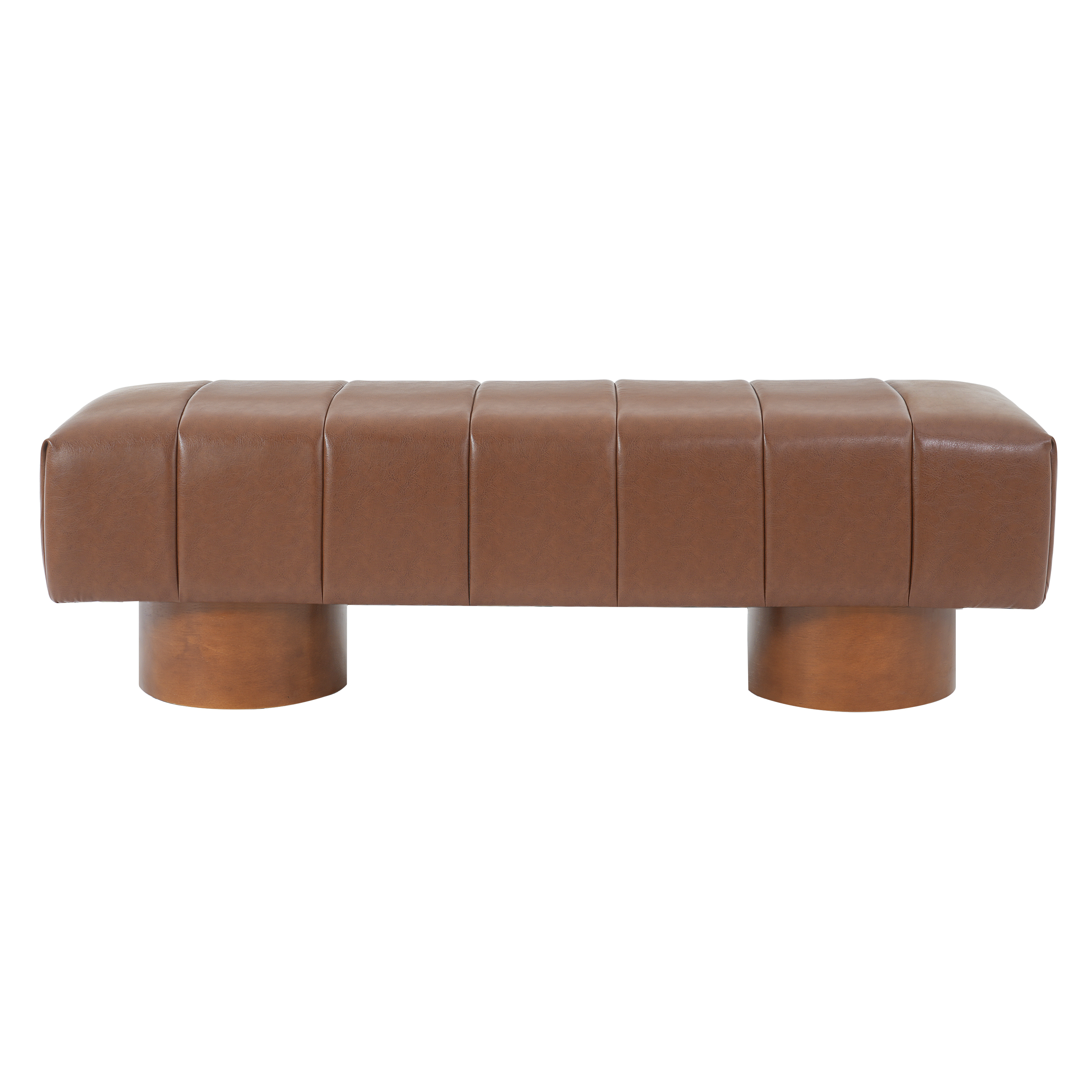 Brown PU Upholstered Dining Bench, picture 2 of 4