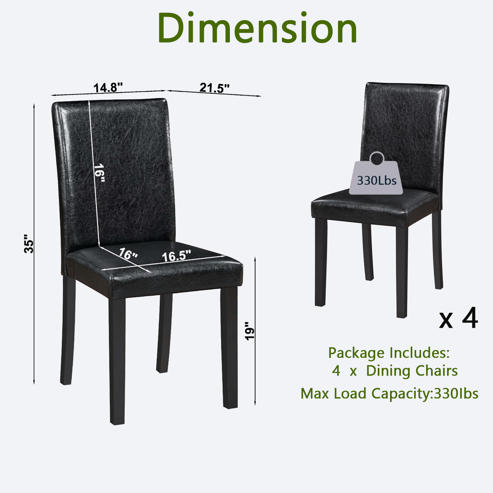Dining Chairs set for 4, Kitchen Chair with Padded Seat, Side Chair for Dining Room, Black 9