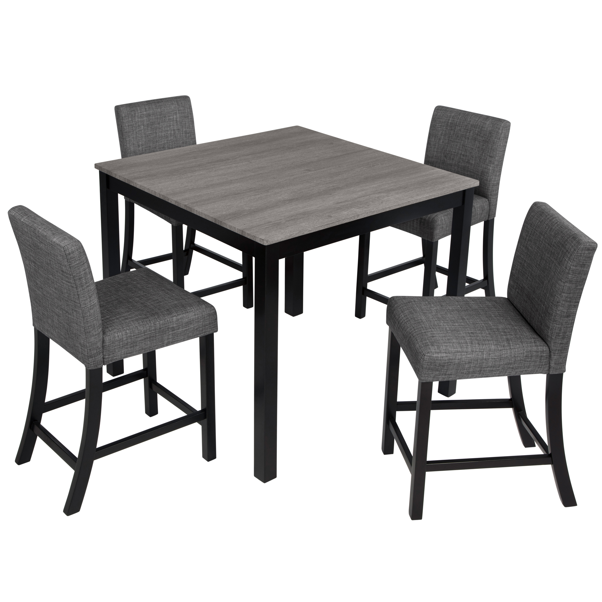 5-Piece Counter Height Table Set with 4 Chairs, Counter Height Table Set for 4 with Chairs, Wooden Counter Height  Table Set for Kitchen, Dining Room, Light Grey & Black Two Tone — foto 2