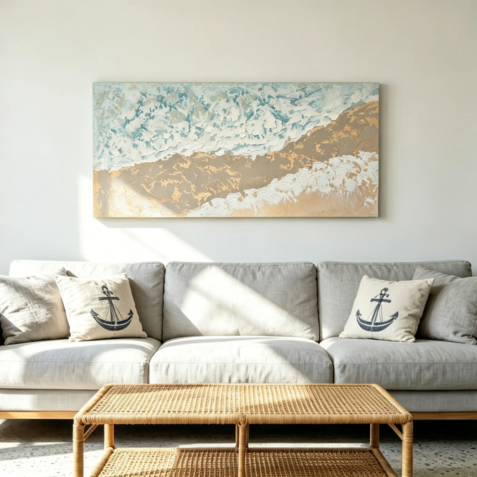 24x48 Neutral Beach Landscape Canvas Wall Art