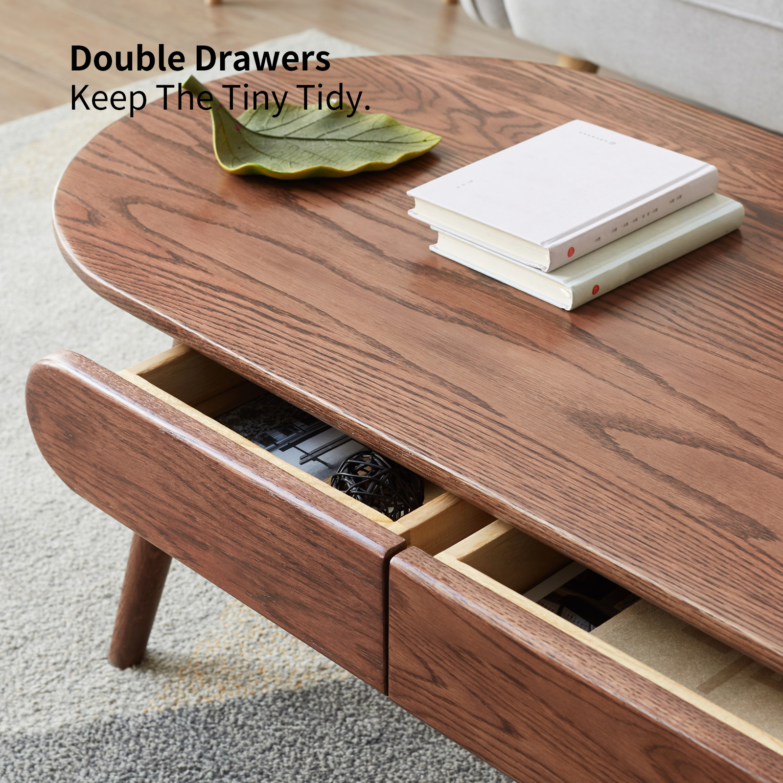Oak Coffee Table with Drawers, picture 4 of 5