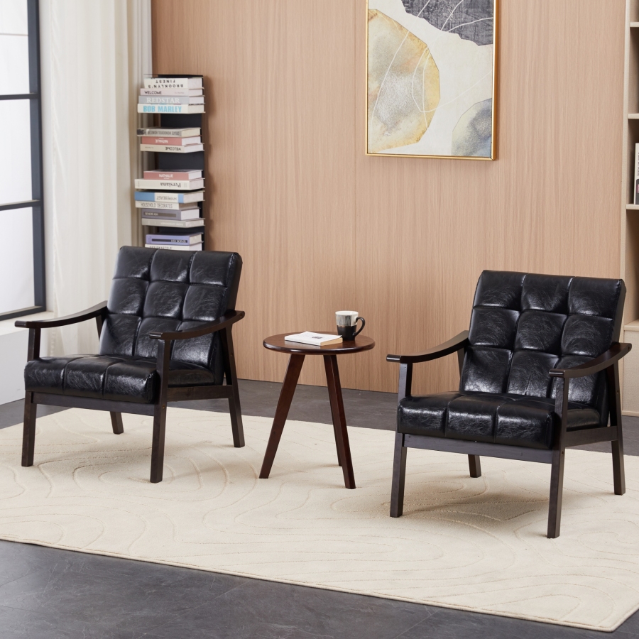 Medieval-inspired modern armchair with high back (Antique Black ) upholstered chair, solid wood legs, leisure reading chair suitable for living room or bedroom.