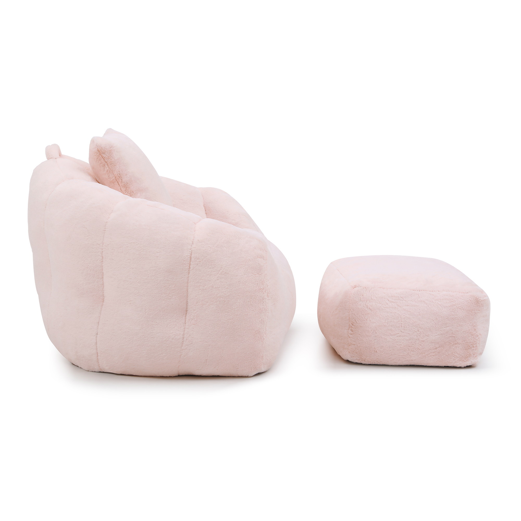Giant Bean Bag Chair withFootstool, Oversized Bean Bag  for Adults and Kids, Faux Fur Shell-Shaped Large Chair with Filler, Stuffed Big Accent Sofa,  Floor Sofa for Gaming,Reading Living Room Bedroom — foto 2