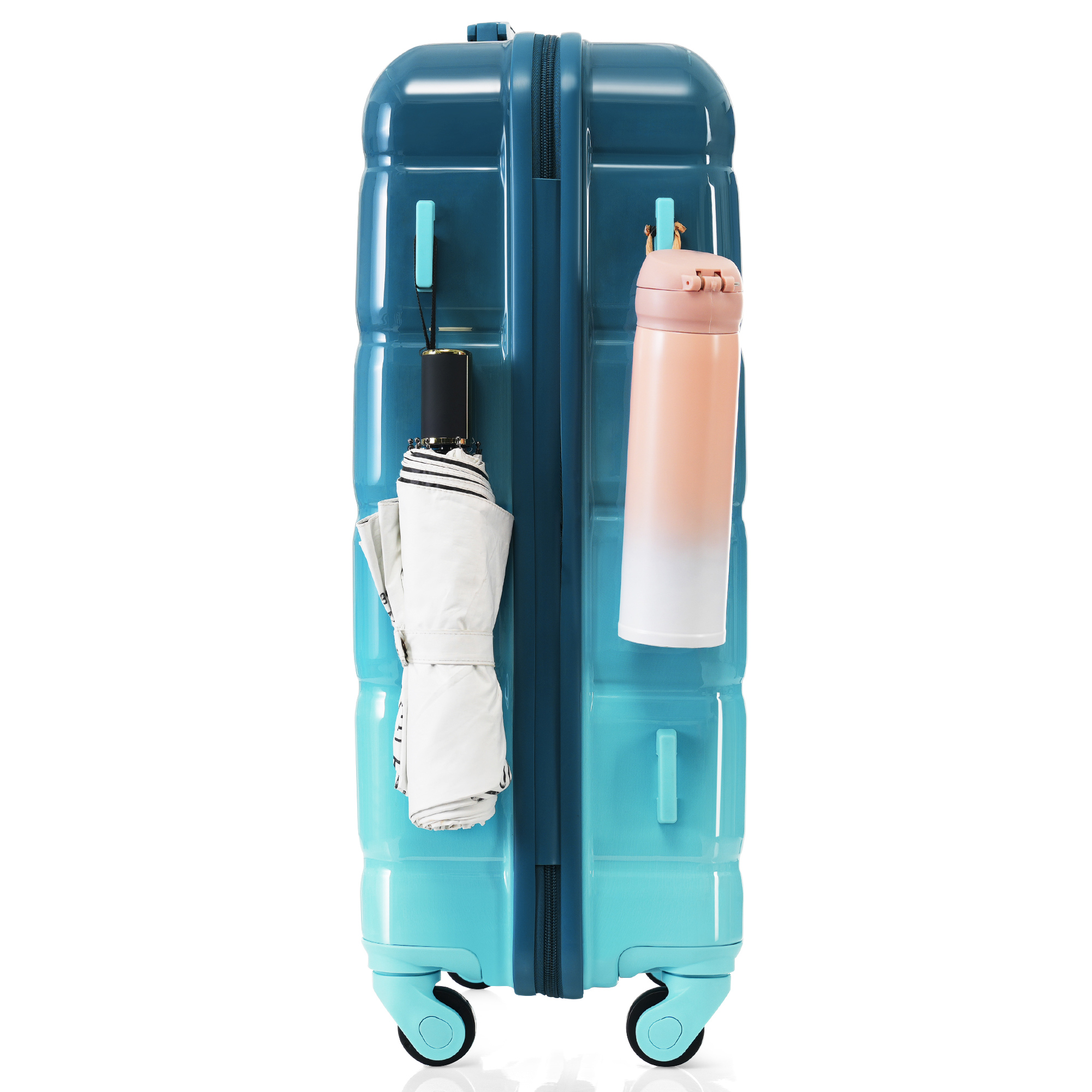 Luggage Set of 3, 20-inch with USB Port, Airline Certified Carry-on Luggage , ABS+PC Hard Shell Luggage with Spinner Wheels,blue 4