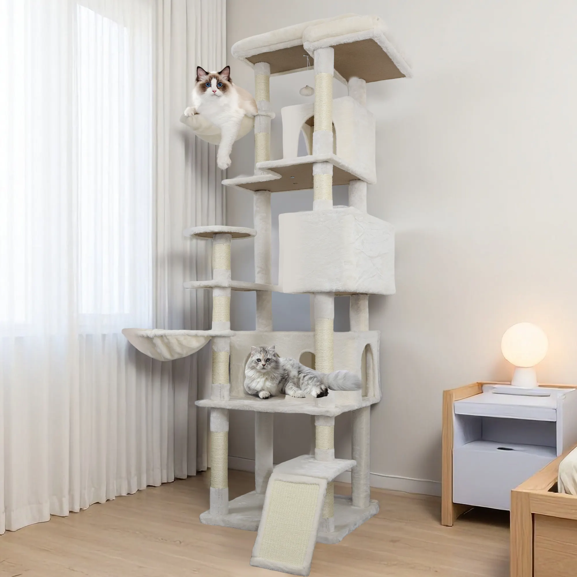 84 in Beige cat tree tower