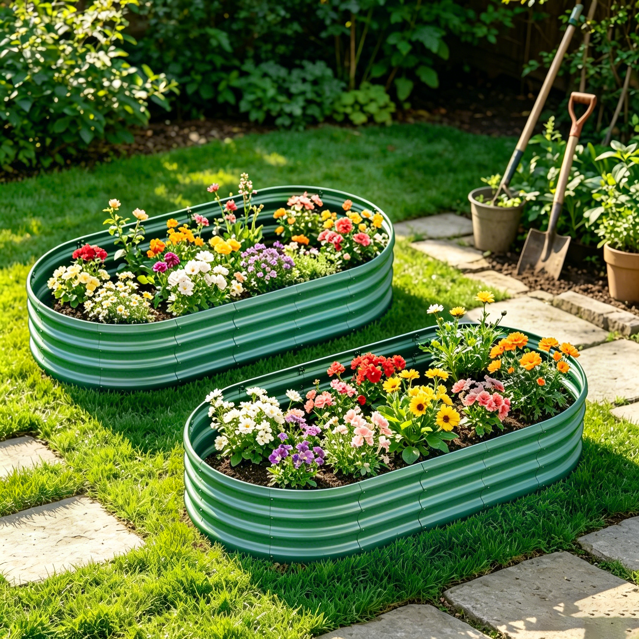 Galvanized Raised Garden Bed 6x3x1ft - Heavy Duty Metal Planter Box for Vegetables, Herbs & Flowers, Rust-Proof Outdoor Garden Bed with Large Capacity, Green, 2PCS