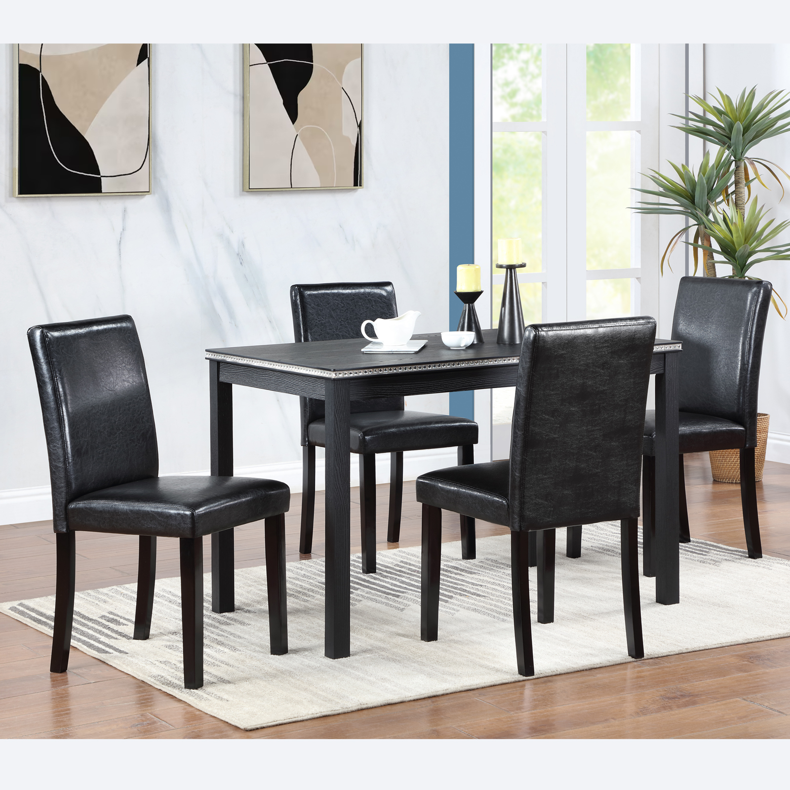 Dining Chairs set for 4, Kitchen Chair with Padded Seat, Side Chair for Dining Room, Black 6