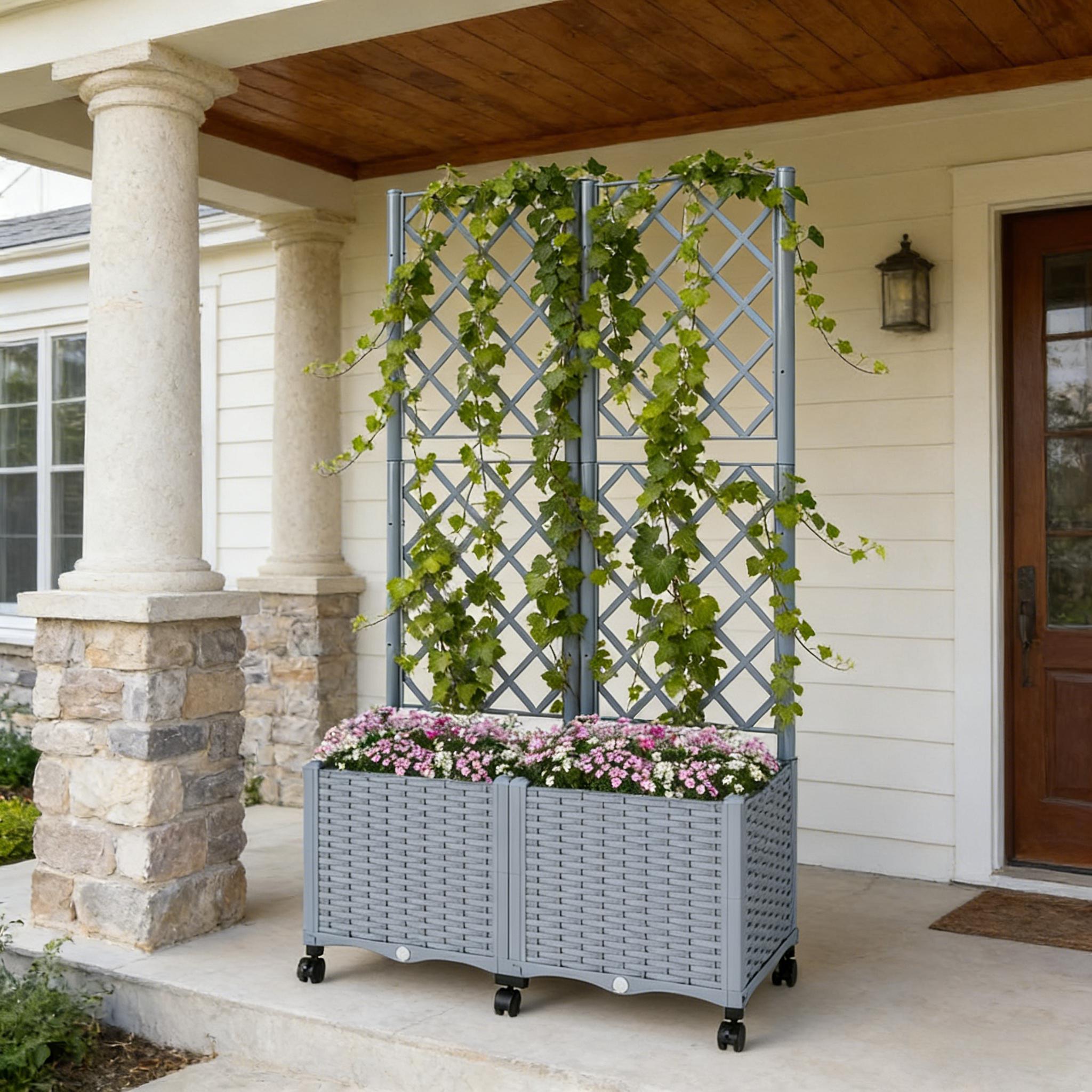 Mobile Raised Garden Bed,Outdoor Stylish Planter Box